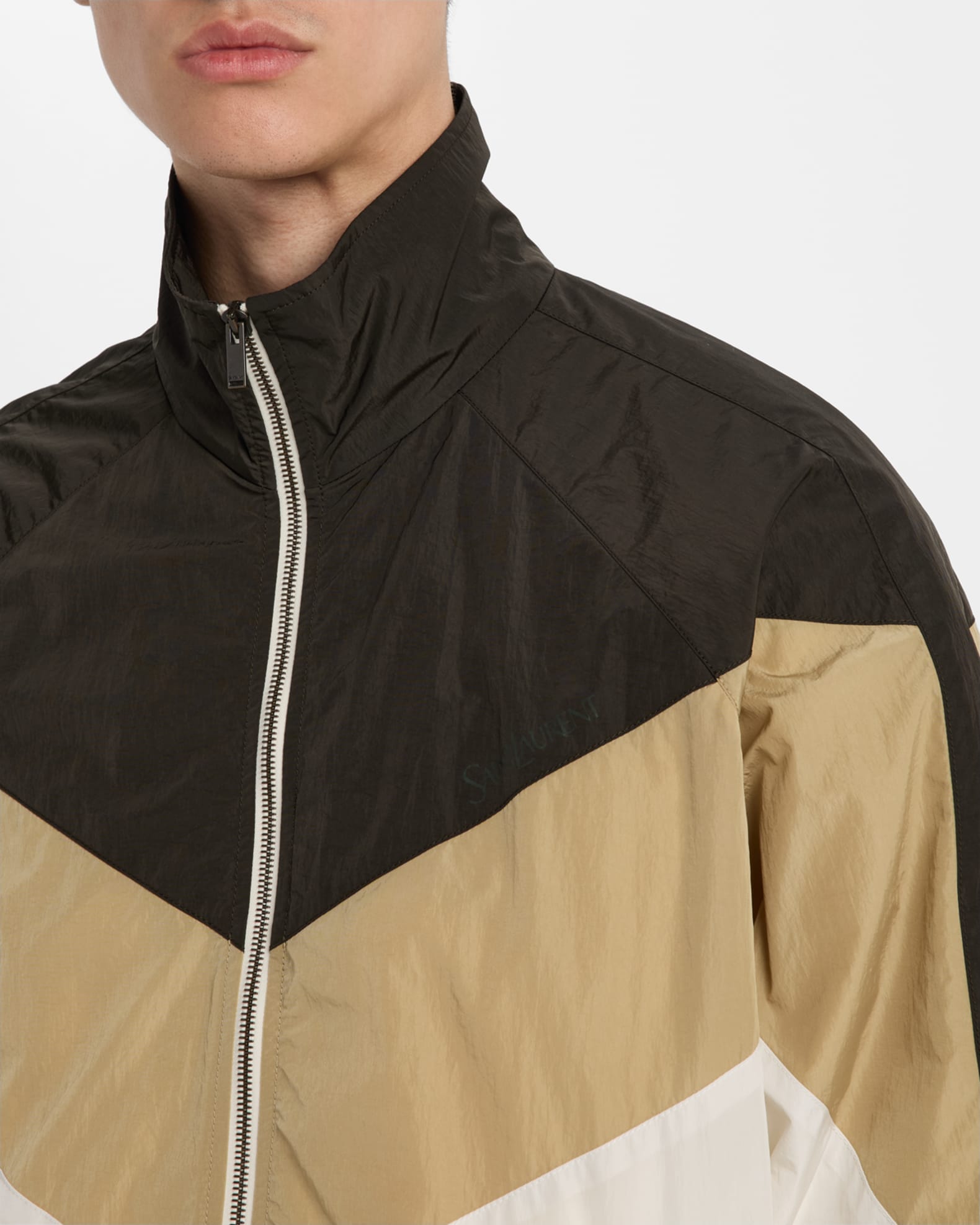 Saint Laurent Men's Colorblock Nylon Jacket | Neiman Marcus