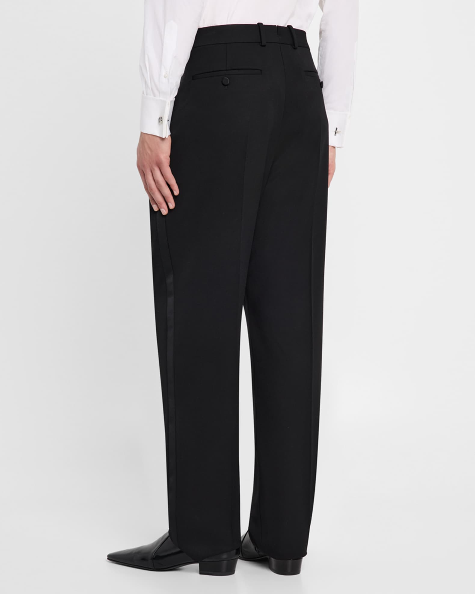 Saint Laurent Men's Grain de Poudre Tuxedo Pants | Neiman Marcus