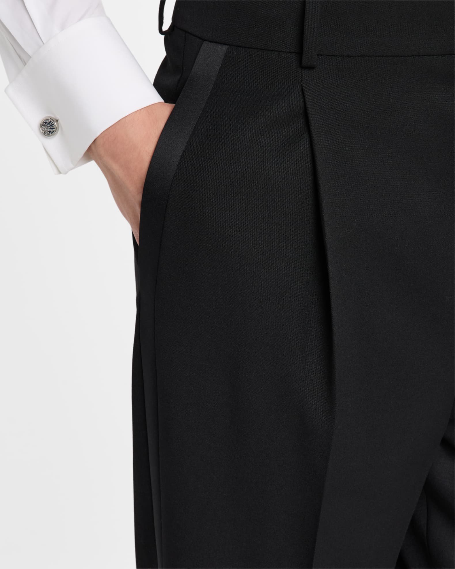 【関税＆送料込み】Saint Laurent Grain De Poudre Tuxedo Pan Saint Laurent Men's Grain de Poudre Tuxedo Pants | Neiman Marcus