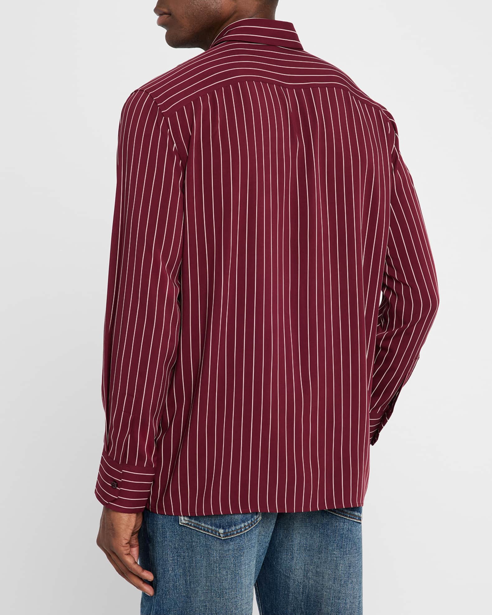 Saint Laurent Men's Vertical Stripe Silk Sport Shirt