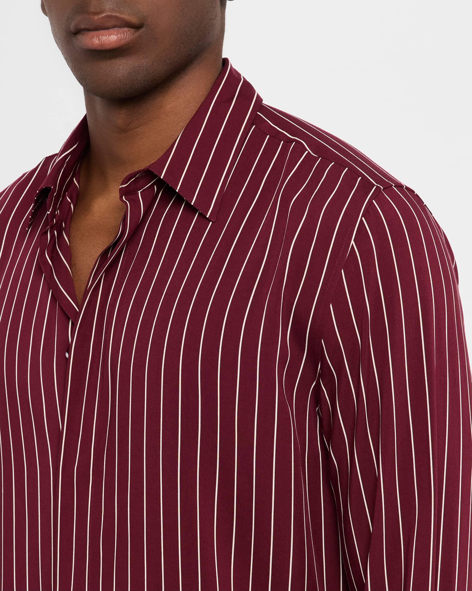 Saint Laurent Men's Vertical Stripe Silk Sport Shirt