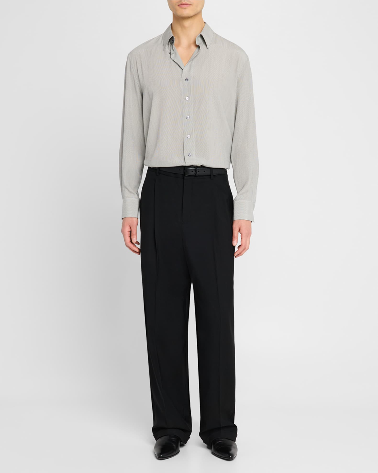 Men's Micro-Striped Silk Sport Shirt 1