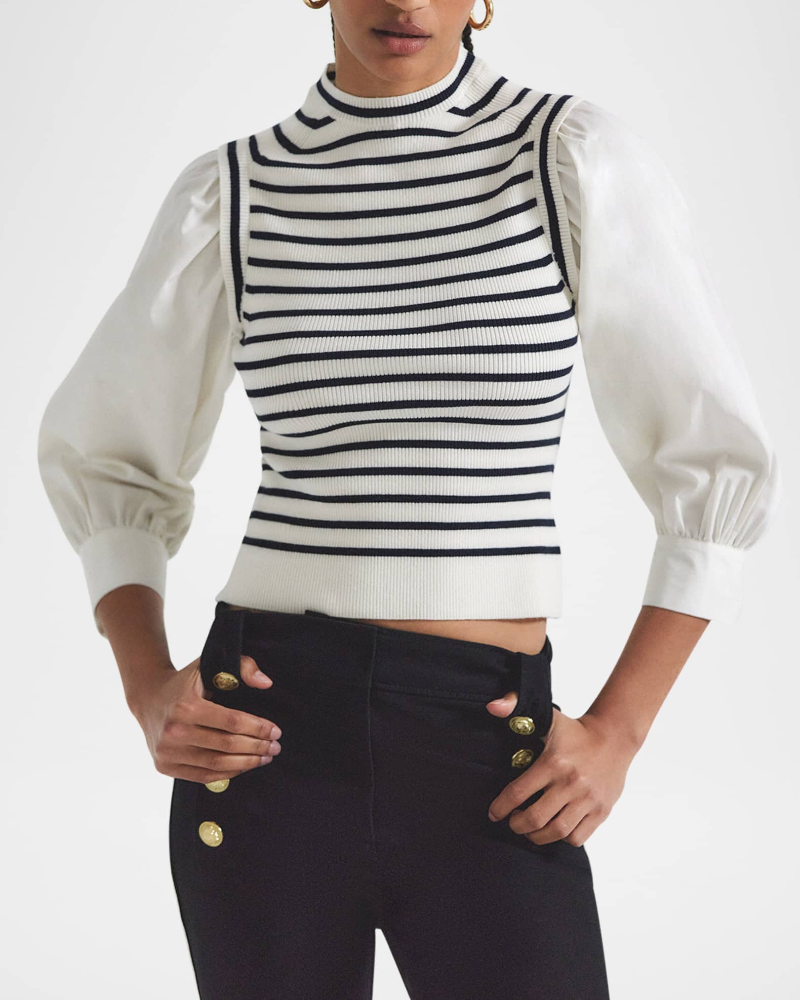 Trizia Mixed-Media Sweater 0