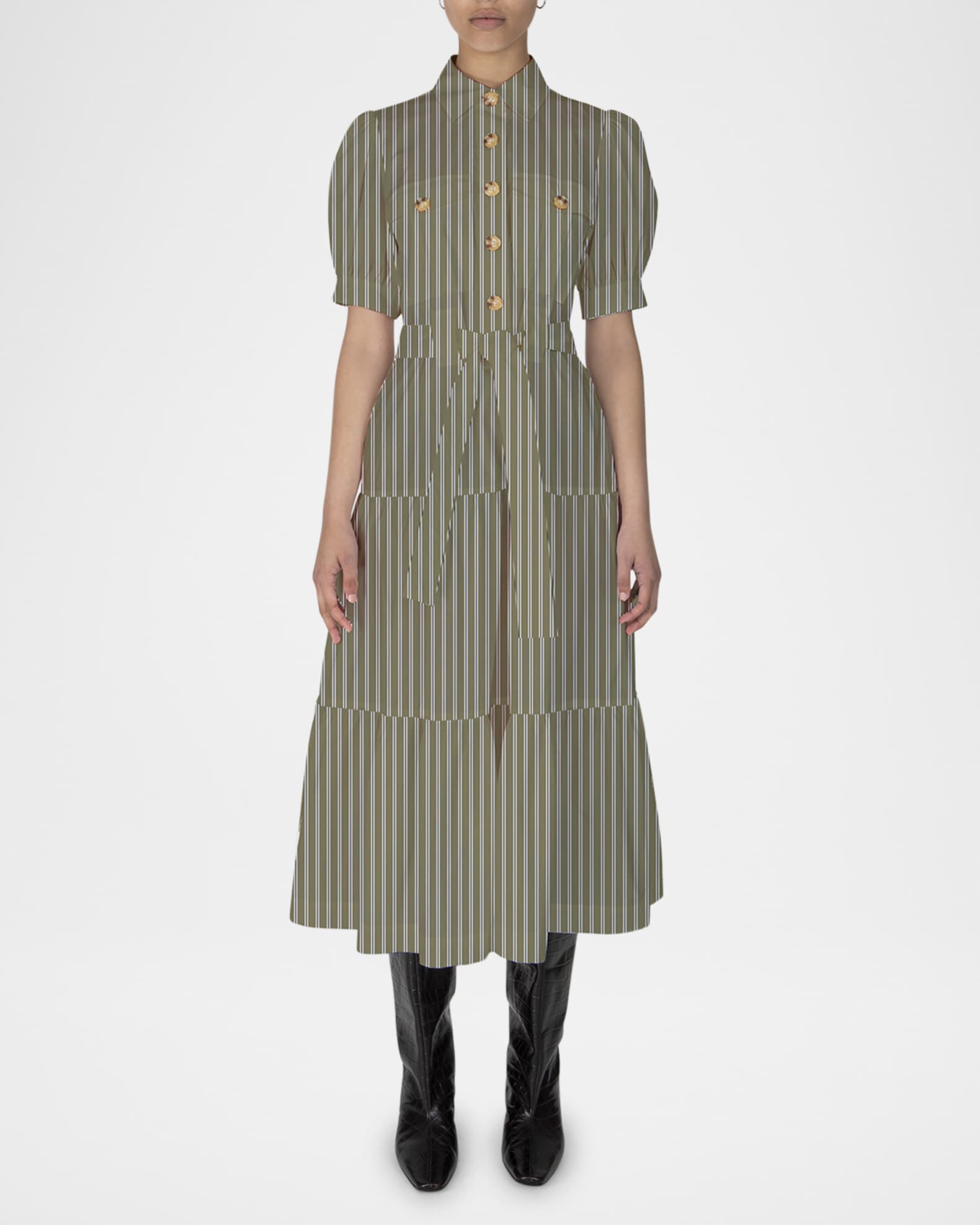 Buffy Striped Maxi Shirtdress 0
