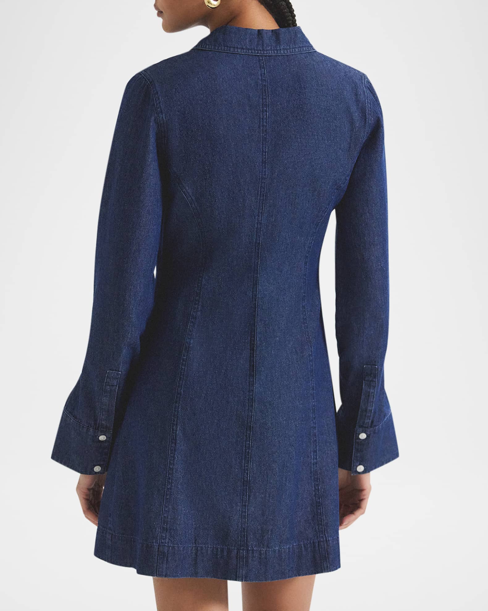 Danielle Long-Sleeve Denim Mini Shirtdress 1