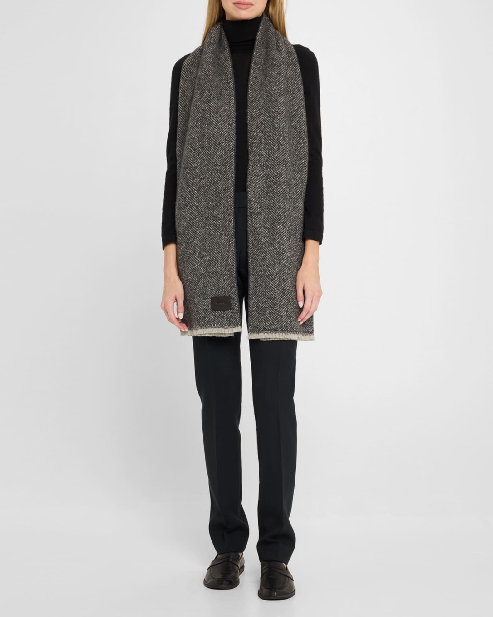 Herringbone Boucle Cashmere-Blend Scarf 1