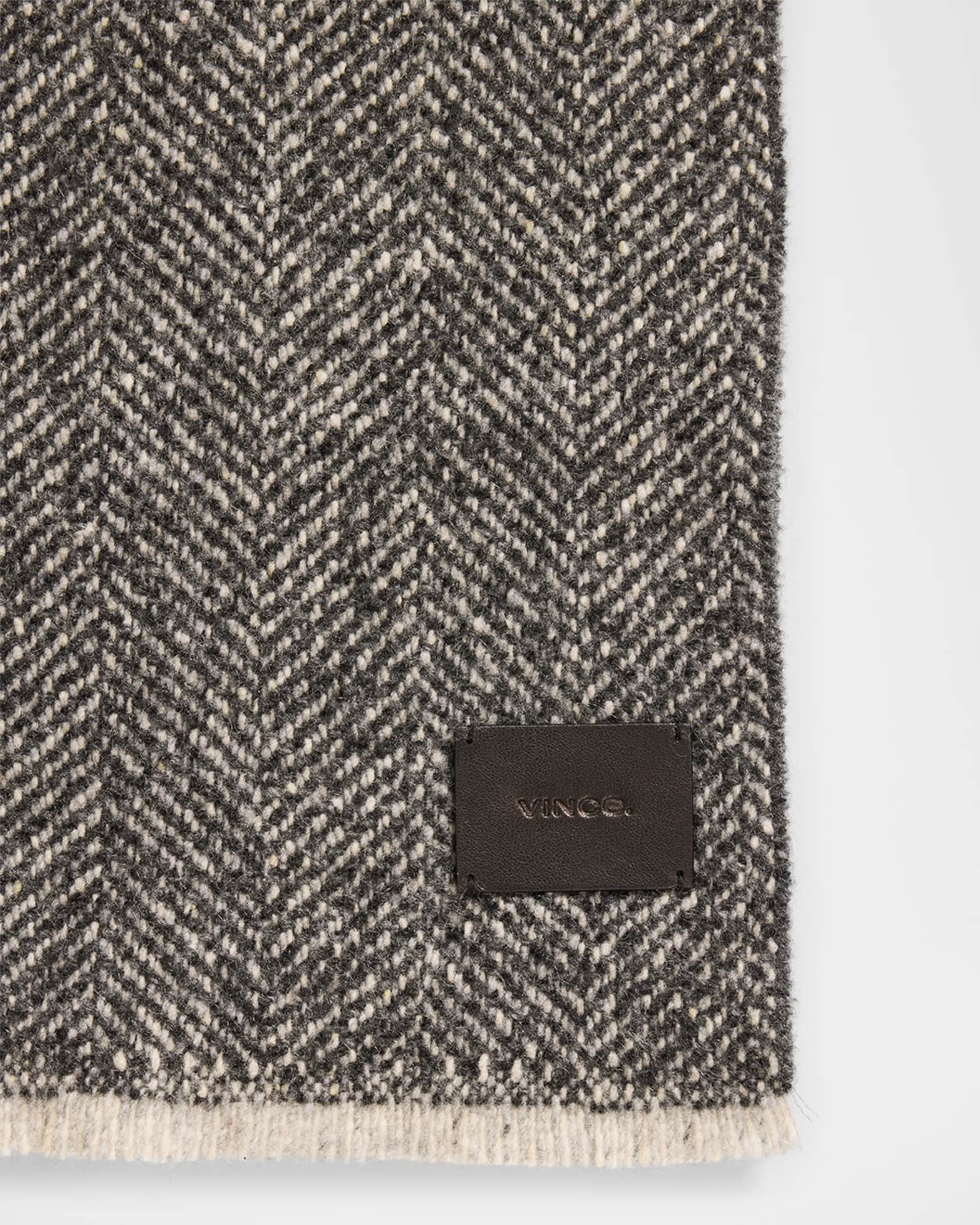 Black Cream Herringbone Scarf Vince Herringbone Boucle Cashmere