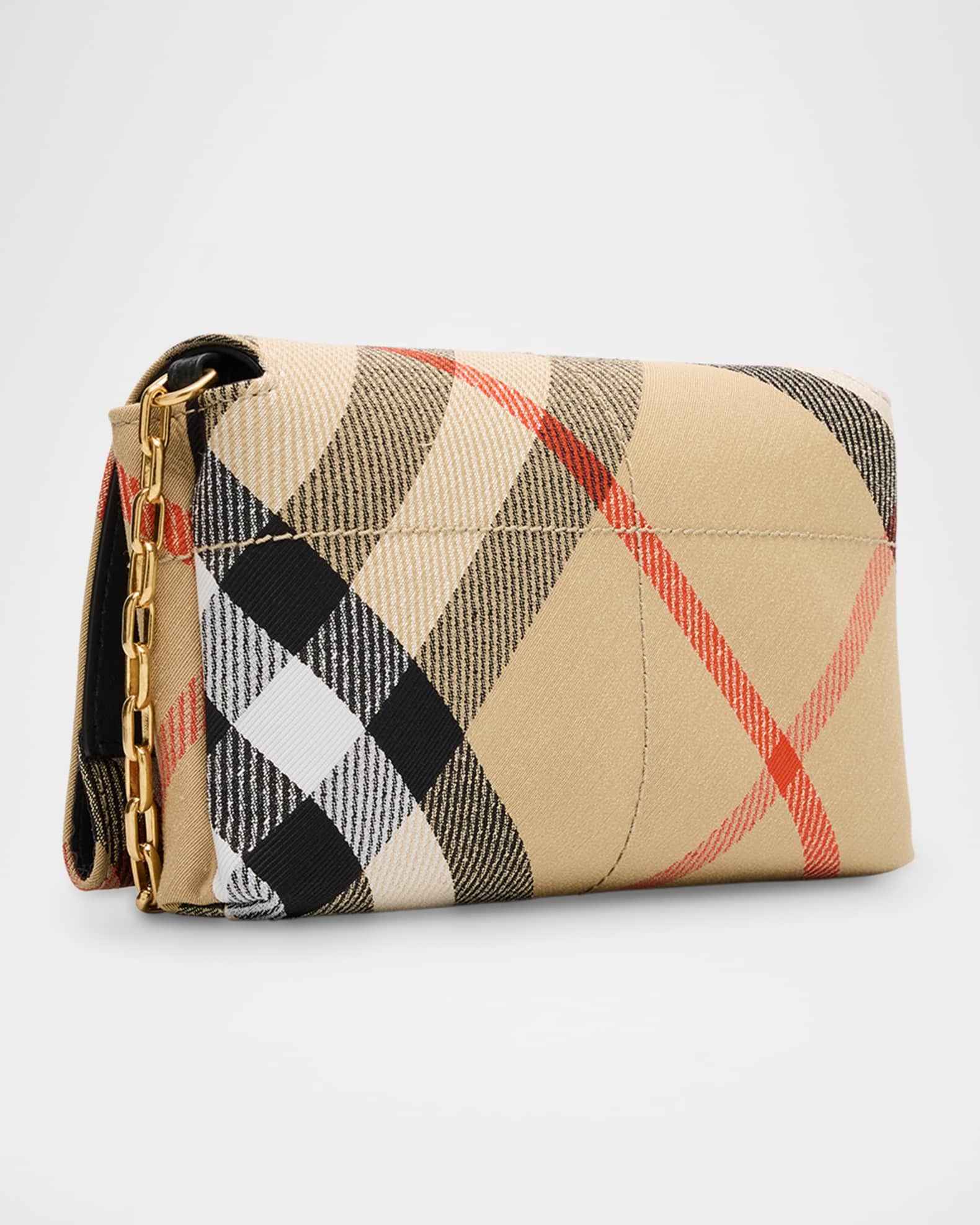 Burberry Snip Mini Check Jacquard Shoulder Bag | Neiman Marcus