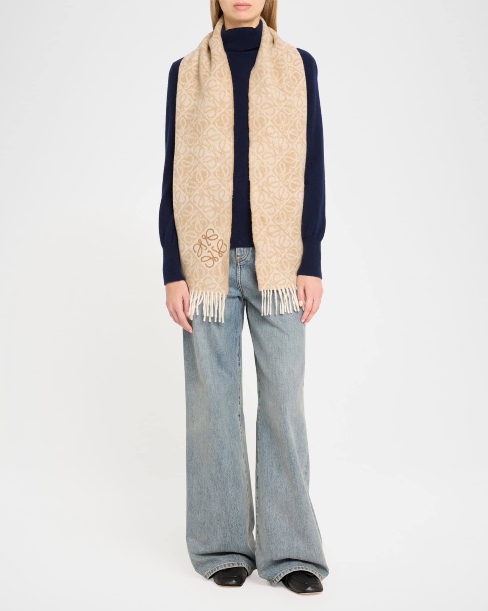 Anagram-Print Wool Blend Scarf 1