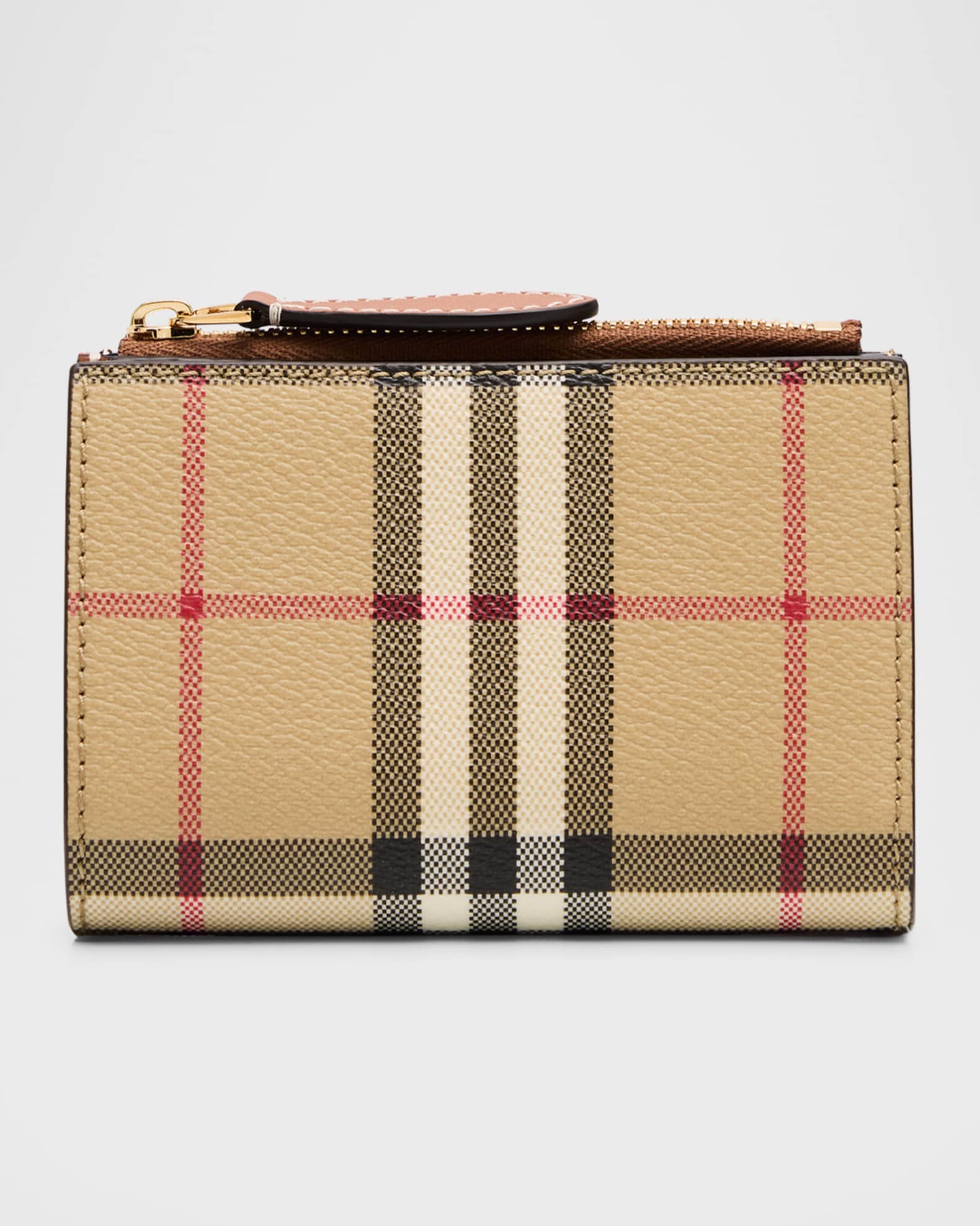 Small Check Leather Bifold Wallet  0