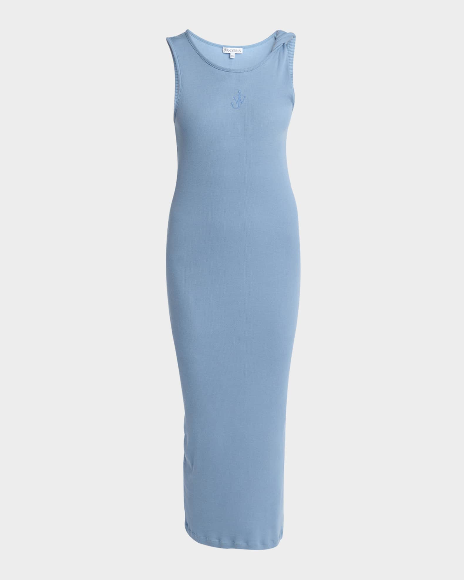 Anchor Embroidered Body-Con Twisted Strap Midi Dress 0