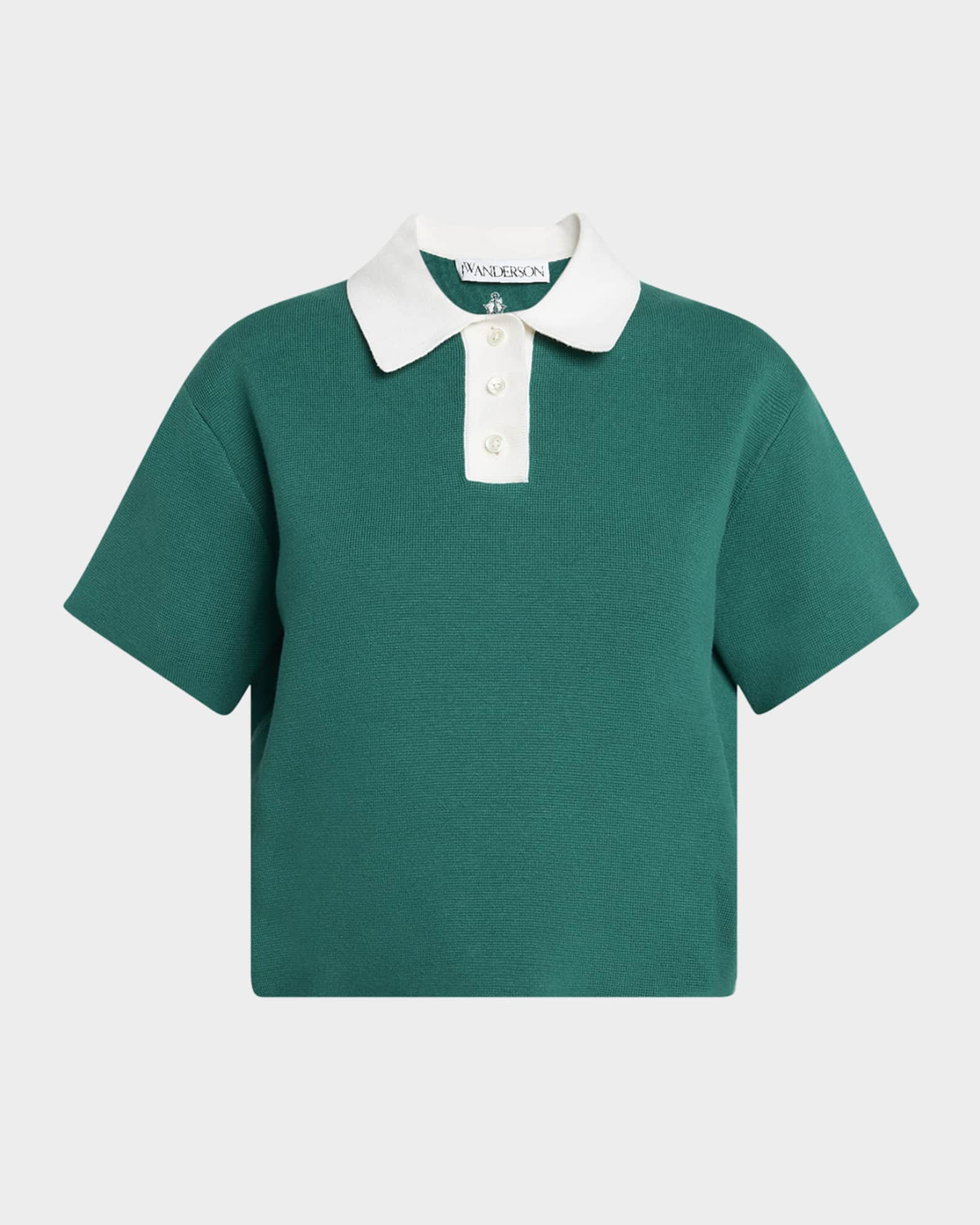 Two-Tone Cropped Polo Top