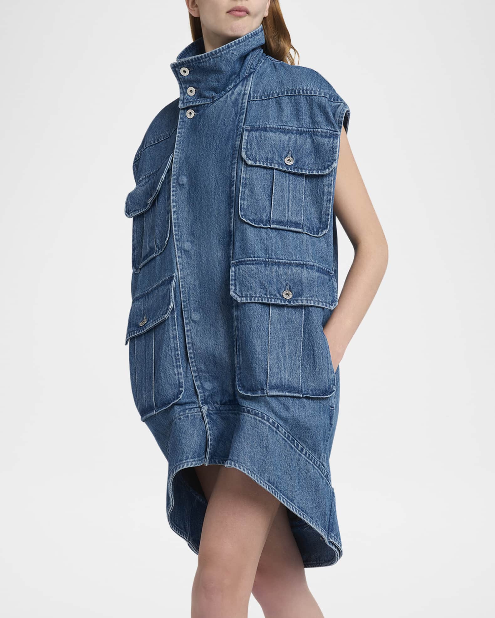 JW Anderson Oversized Sleeveless High-Neck Denim Jacket JW Anderson Oversized Sleeveless High-Neck Denim Jacket