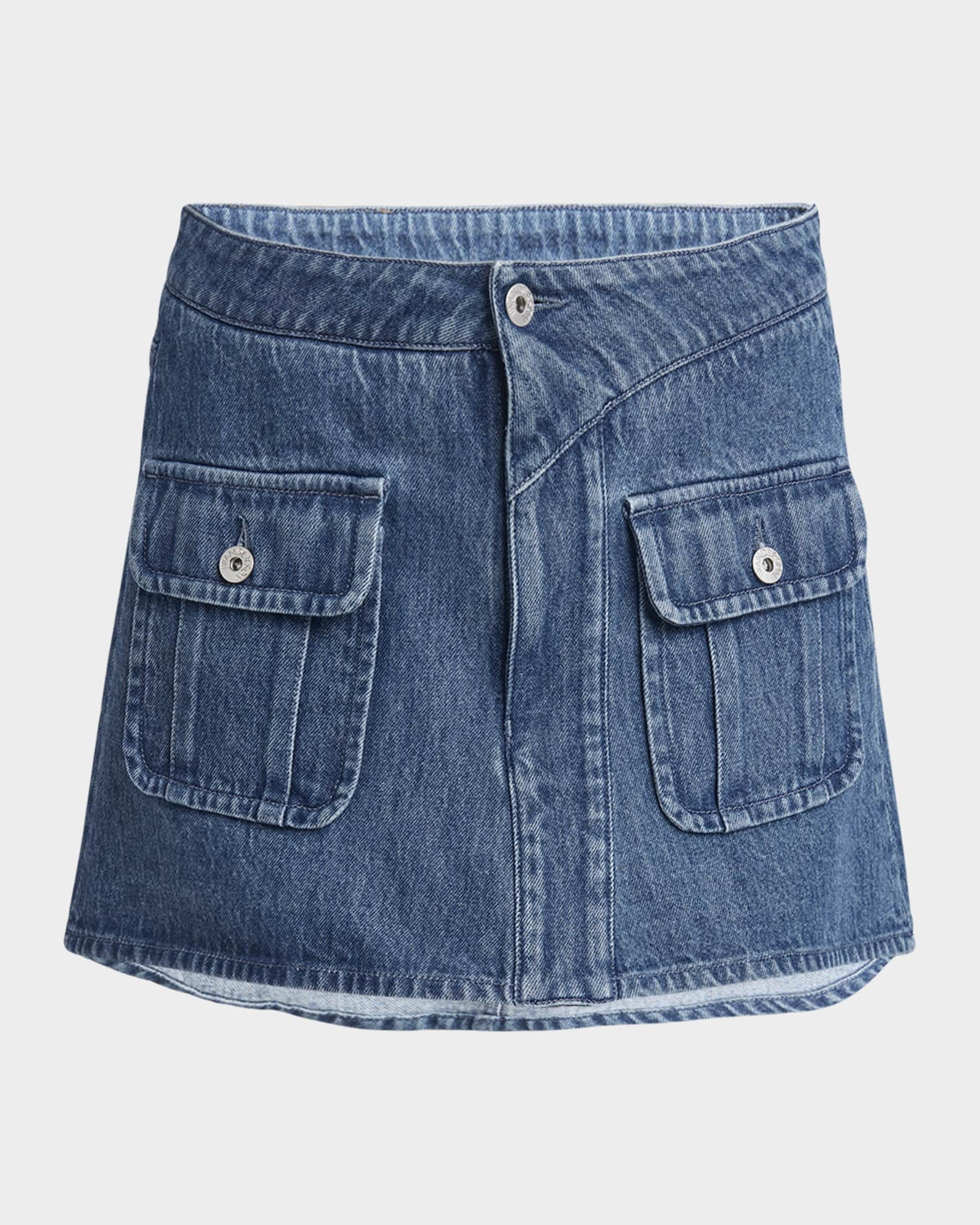 Patch Pocket Mini Denim Skirt 0