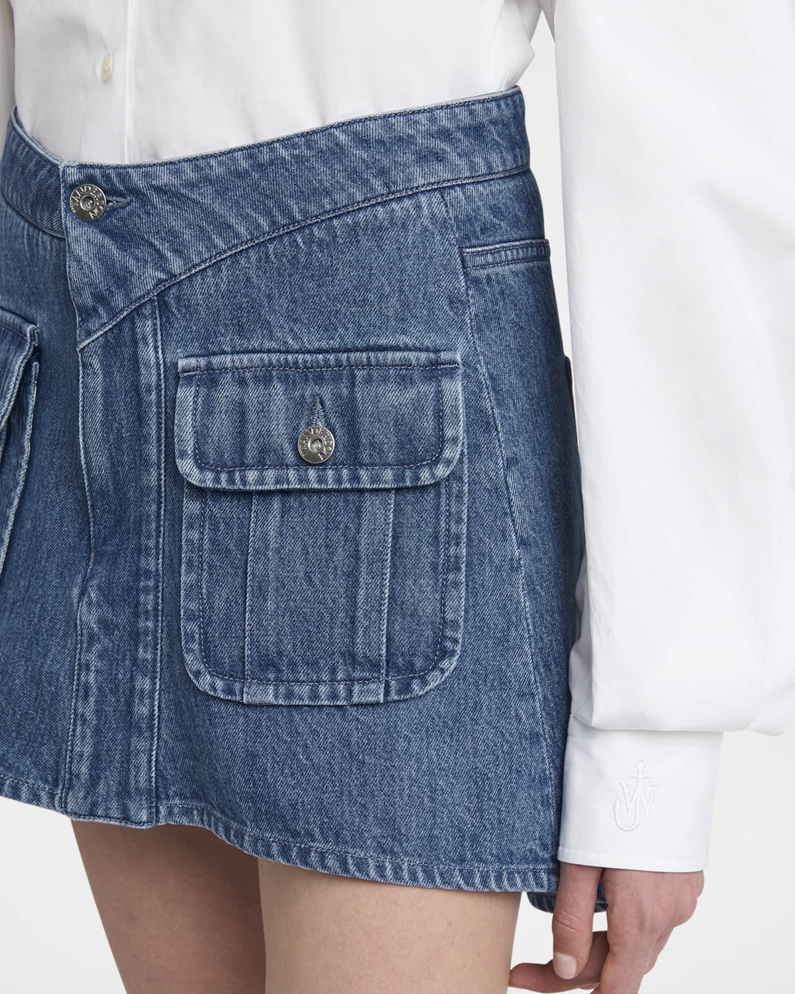 スカート J W ANDERSON CURVED PATCH POCKET MINI SKIRT JW Anderson Patch Pocket Mini Denim Skirt | Neiman Marcus