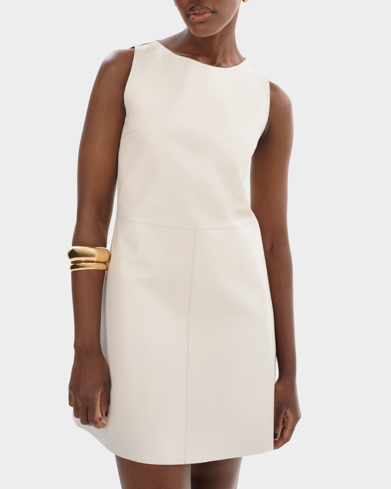 Lozana Reversible Metallic Leather Mini Dress 1