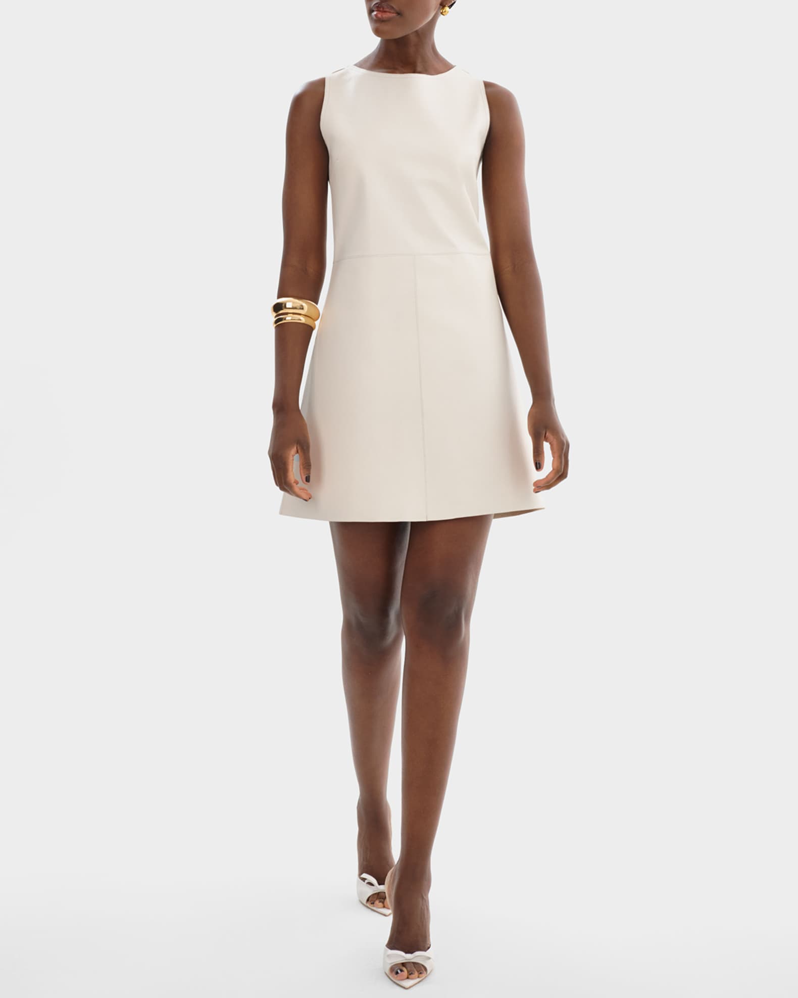 Lozana Reversible Metallic Leather Mini Dress 0