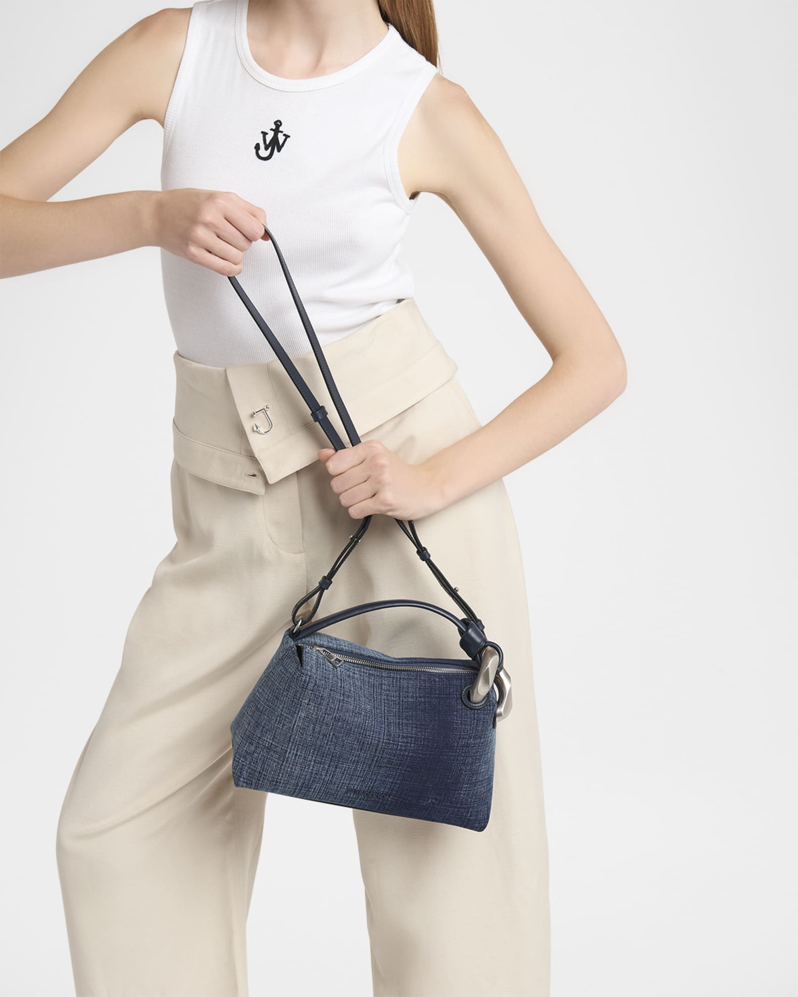 Corner Acid Wash Denim Crossbody Bag 1
