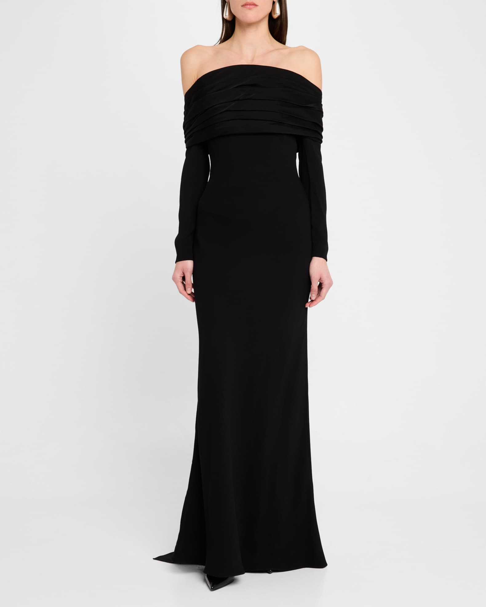 Givenchy Bow Pleated Off-The-Shoulder Maxi Dress | Neiman Marcus