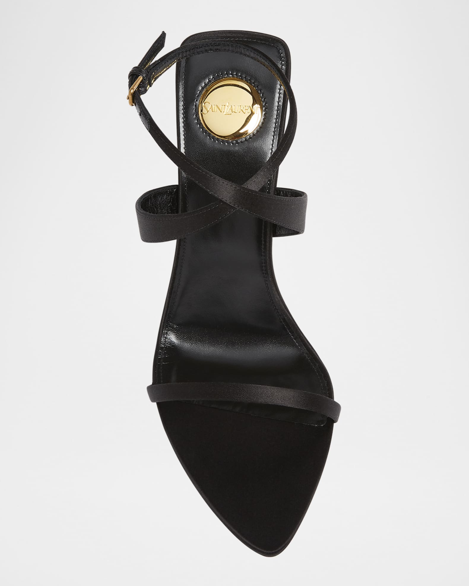 Saint Laurent Salome Satin Strappy Wedge Sandals | Neiman Marcus