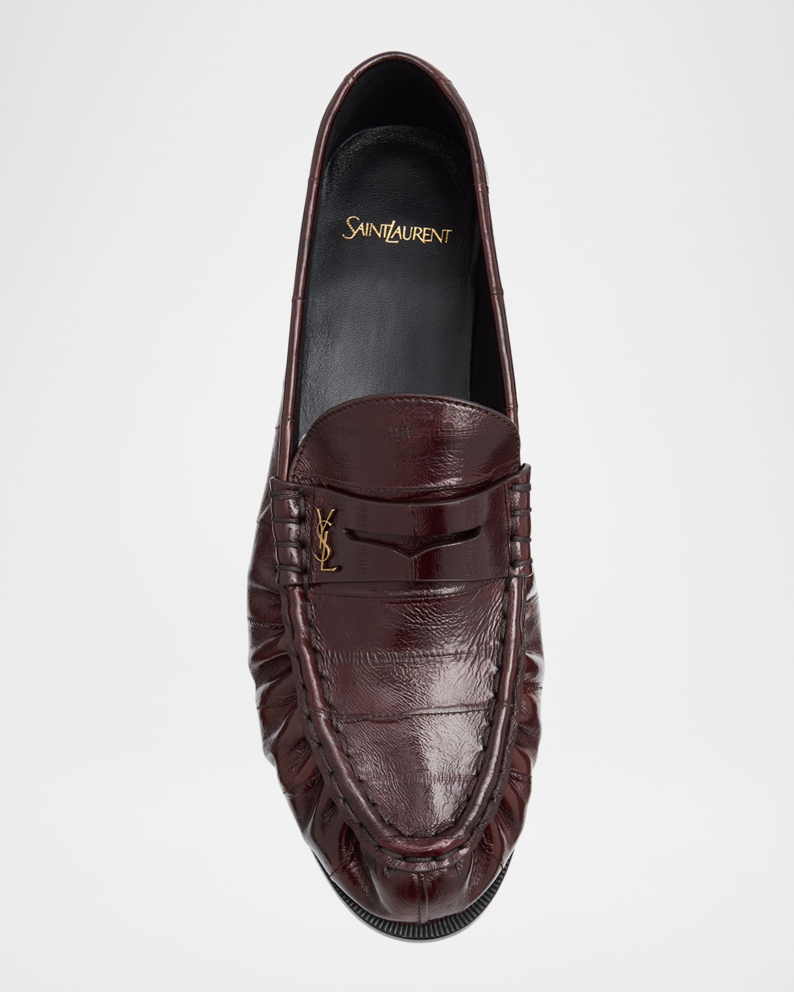 Saint Laurent Men's Eel Leather Cassandre Penny Loafers | Neiman