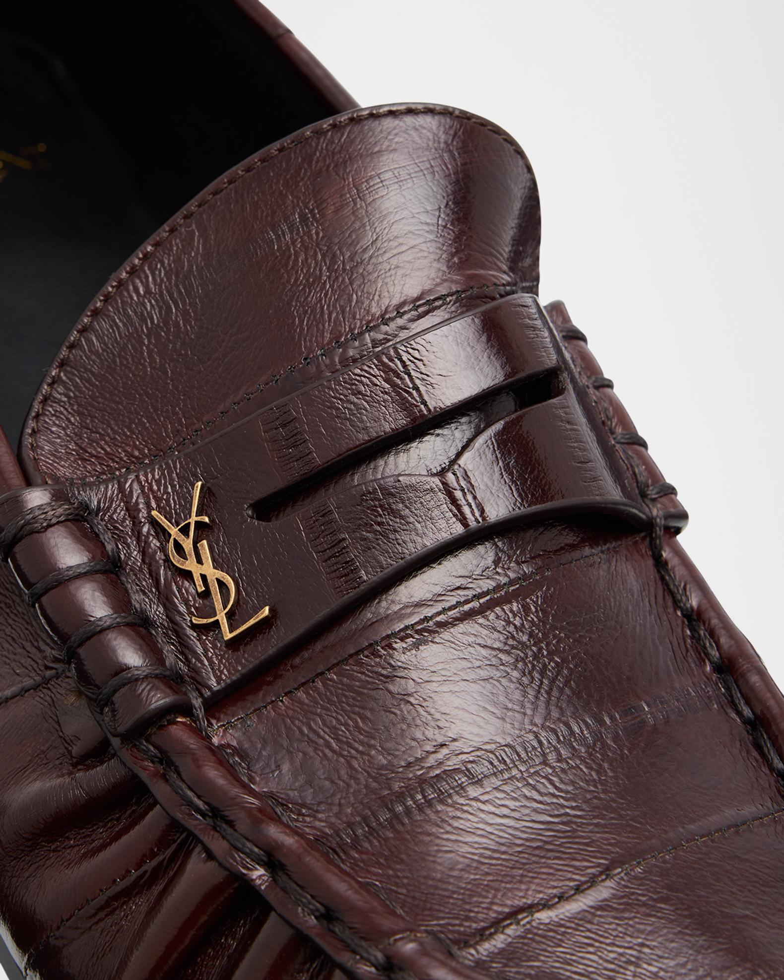 Yves Saint Laurent Men\'s Tan Leather Slip-On Dress Loafers Saint Laurent Le Loafer Eel Leather Penny Loafer Mules  main image 2