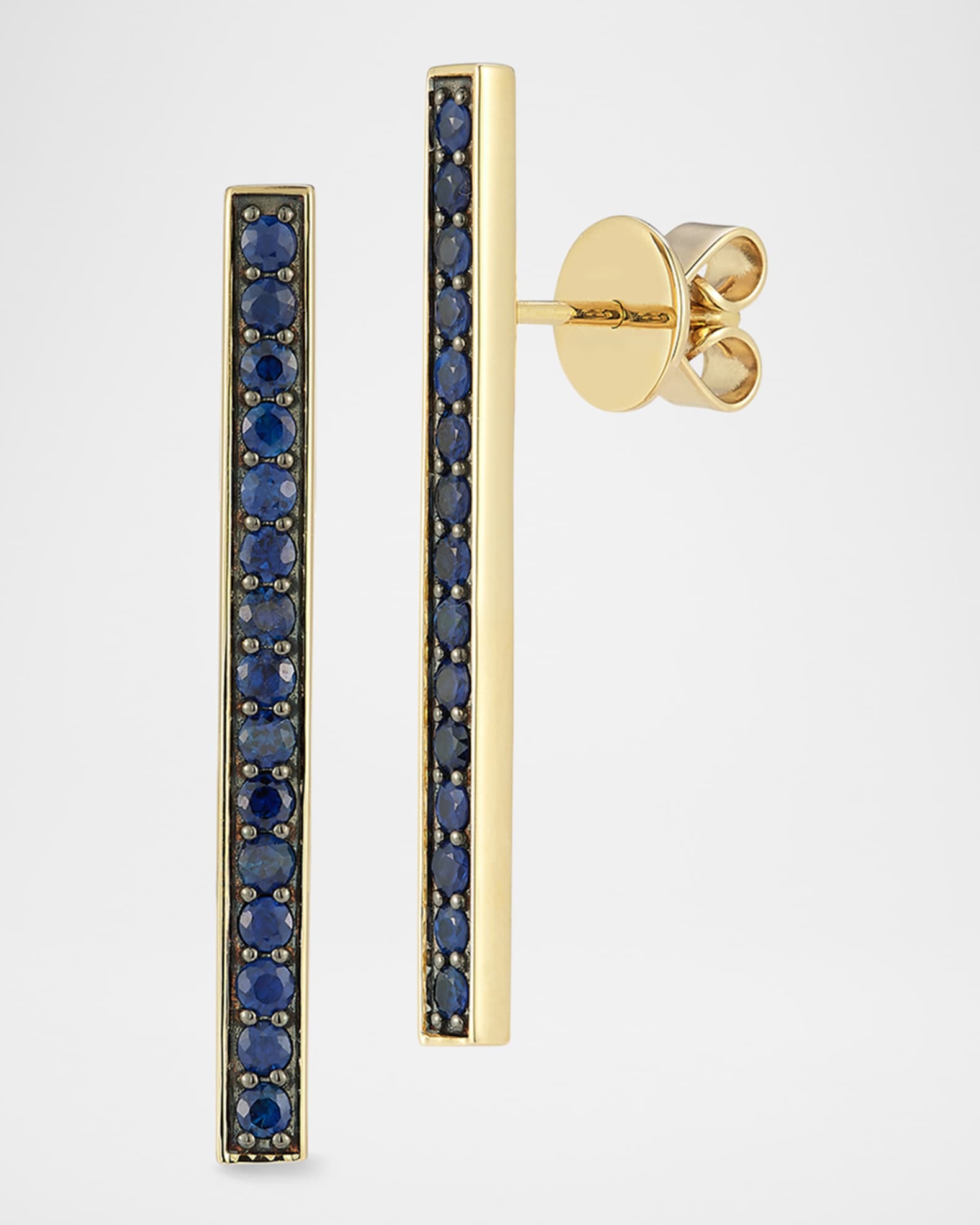 Classic 18K Yellow Gold and Blue Sapphire Earrings  0