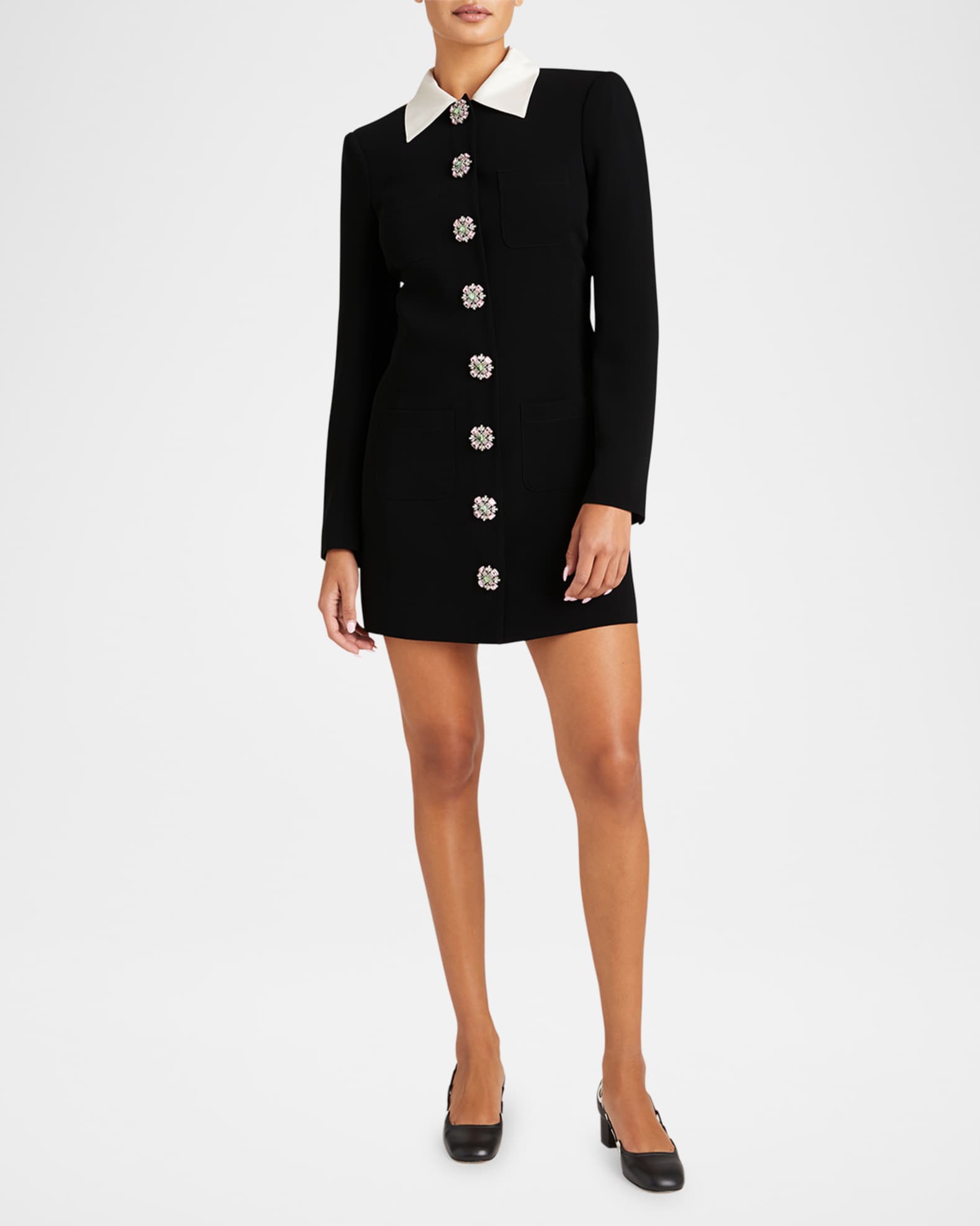 Sheryl Tailored Crystal-Button Mini Dress 1