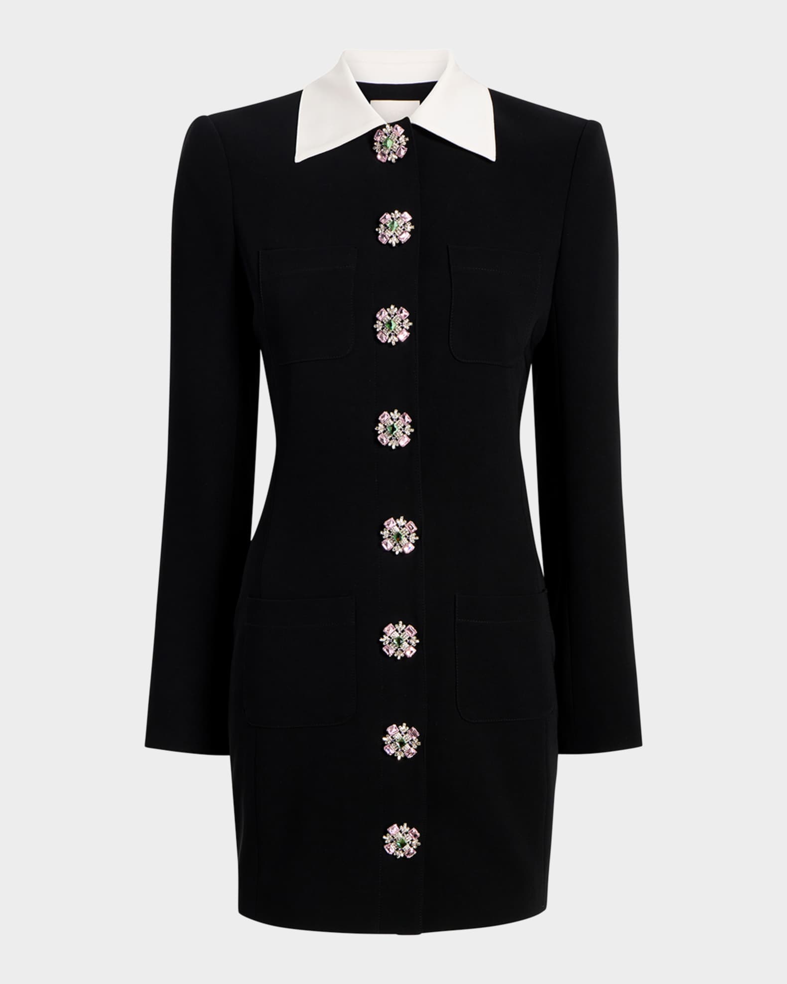 Sheryl Tailored Crystal-Button Mini Dress 0