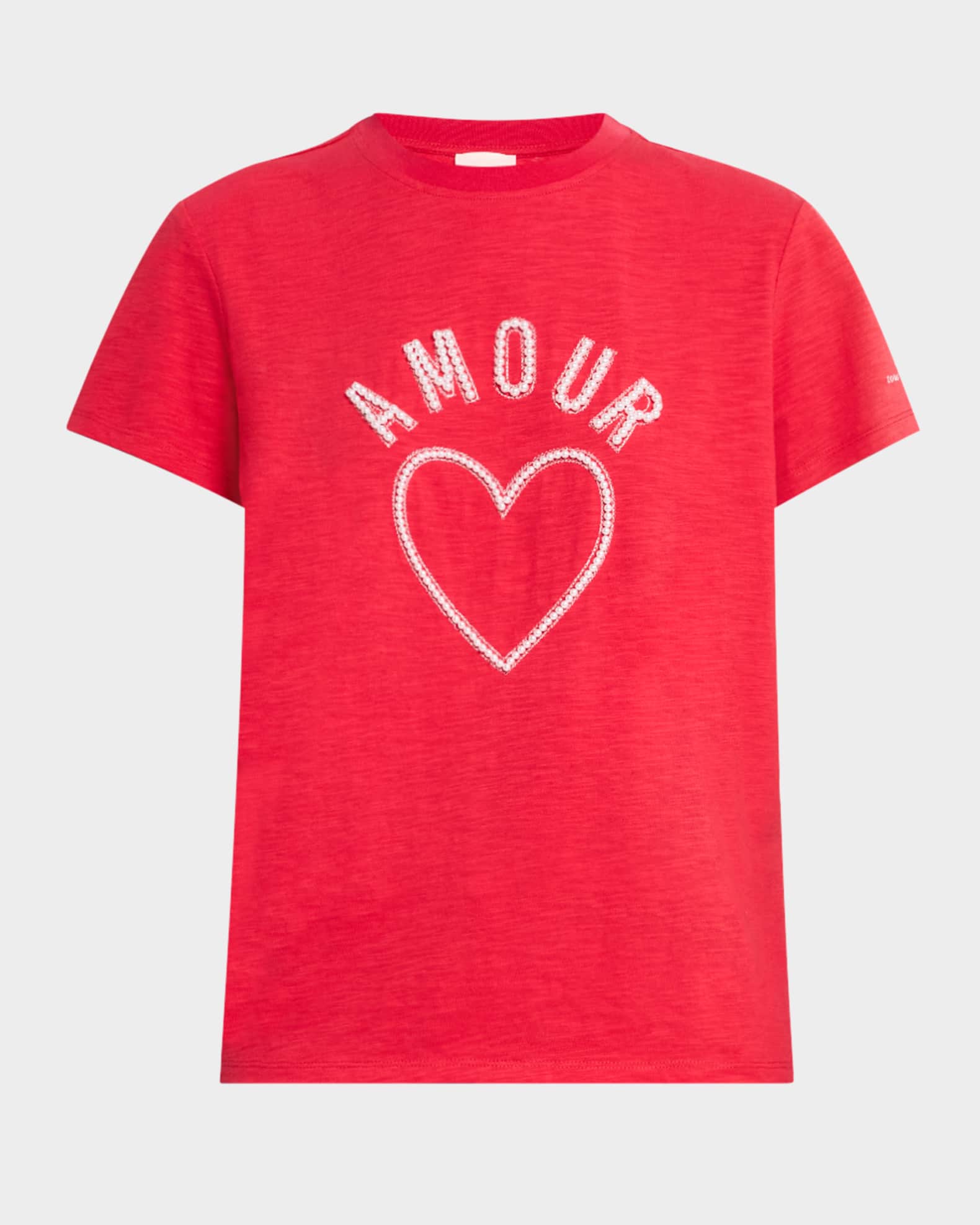 Pearl-Embellished Amour Crewneck Tee 0
