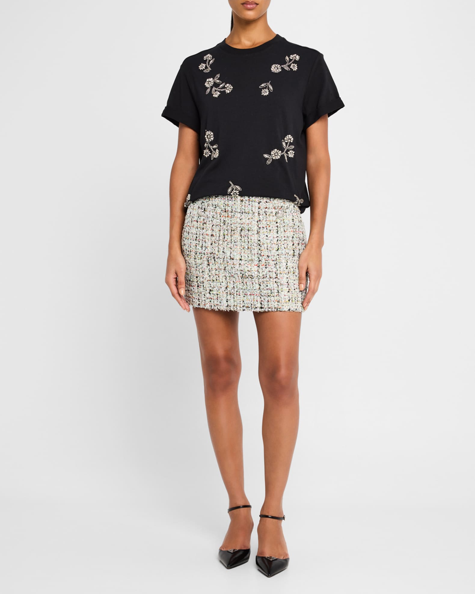 Bree Short-Sleeve Rhinestone Vine Tee 1