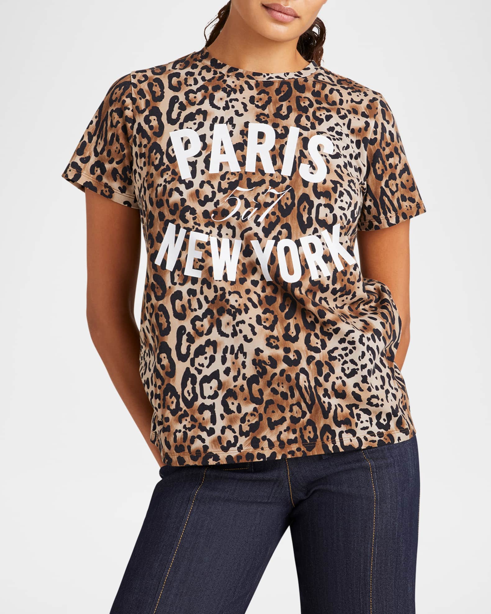 Crewneck Leopard Paris New York Tee 1