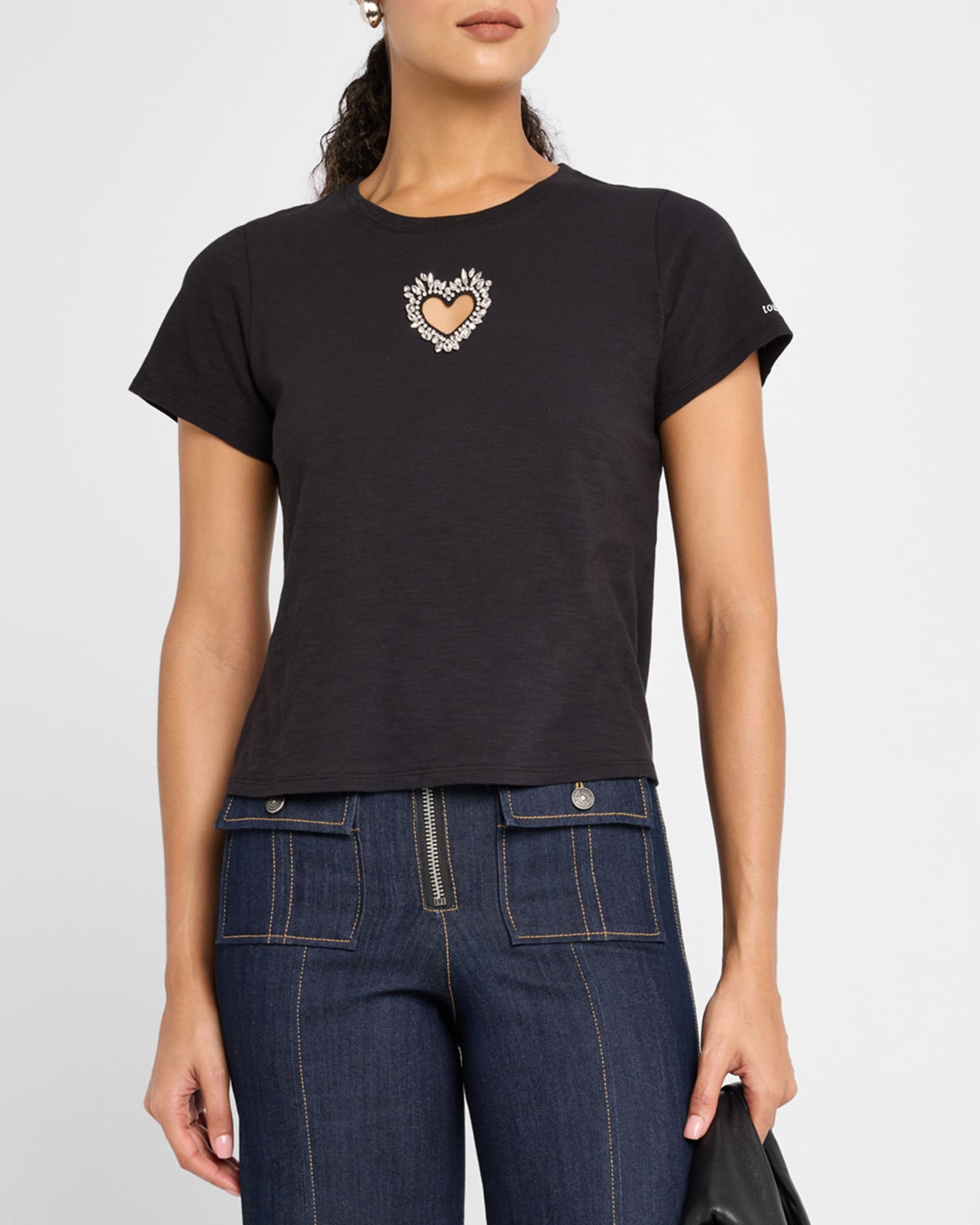 【保存版】 Cinq a Marcus Neiman | Tee Heart Rhinestone Cut-Out Sept トップス