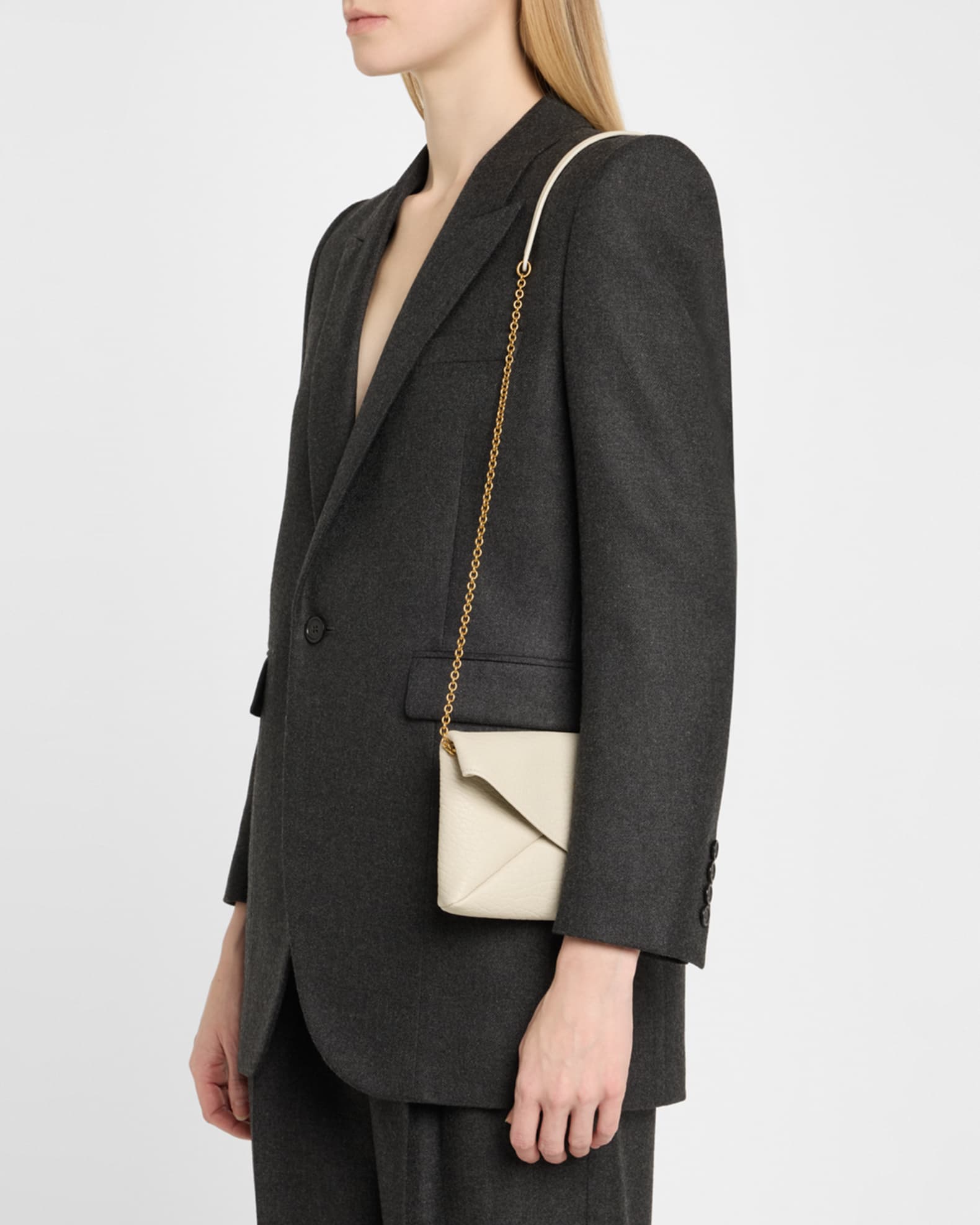 Cassandre Small YSL Pouch on Chain in Calfskin  1