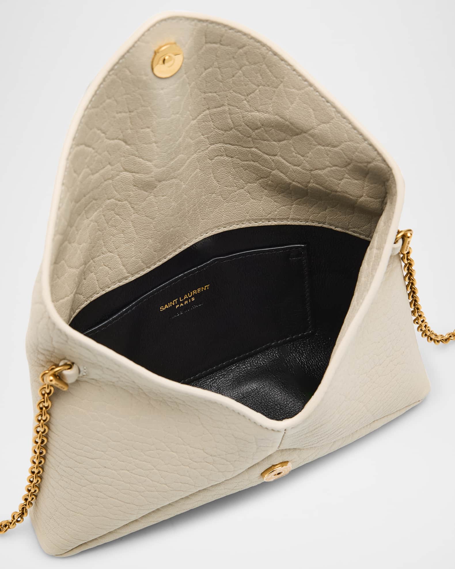 Saint Laurent Cassandre Small YSL Pouch on Chain in Calfskin