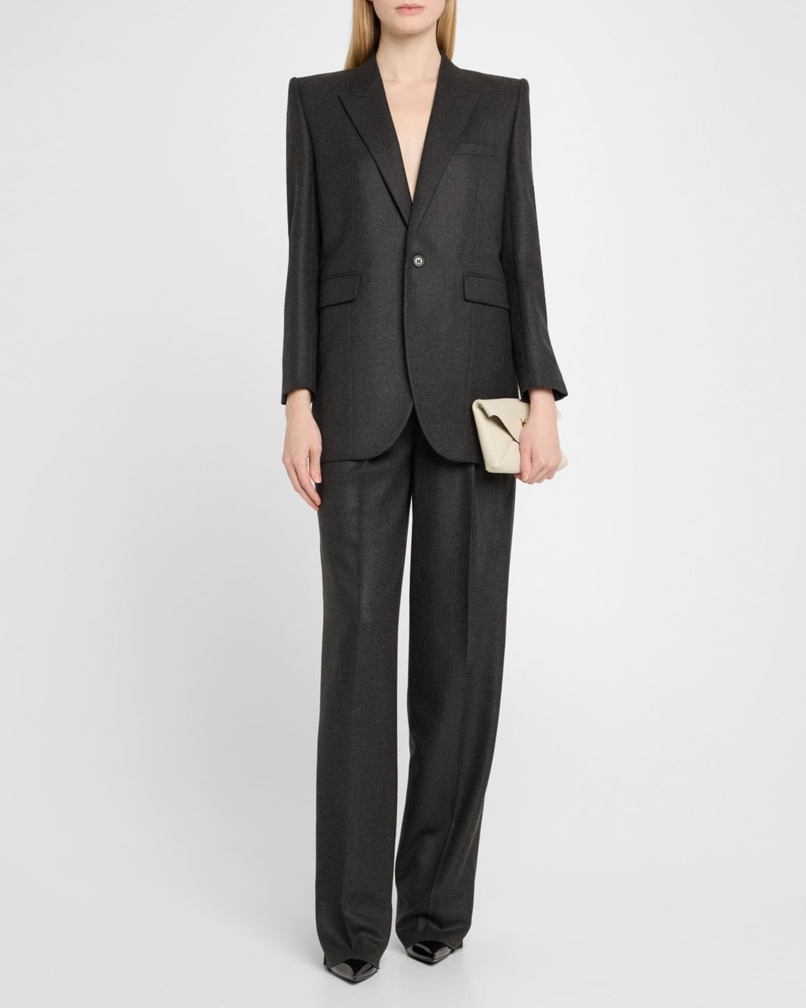 Saint Laurent Cassandre Small YSL Pouch on Chain in Calfskin