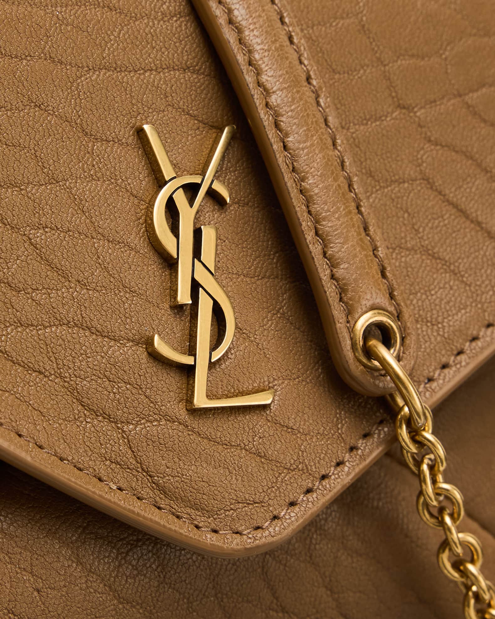 Saint Laurent Cassandre Small YSL Pouch on Chain in Calfskin