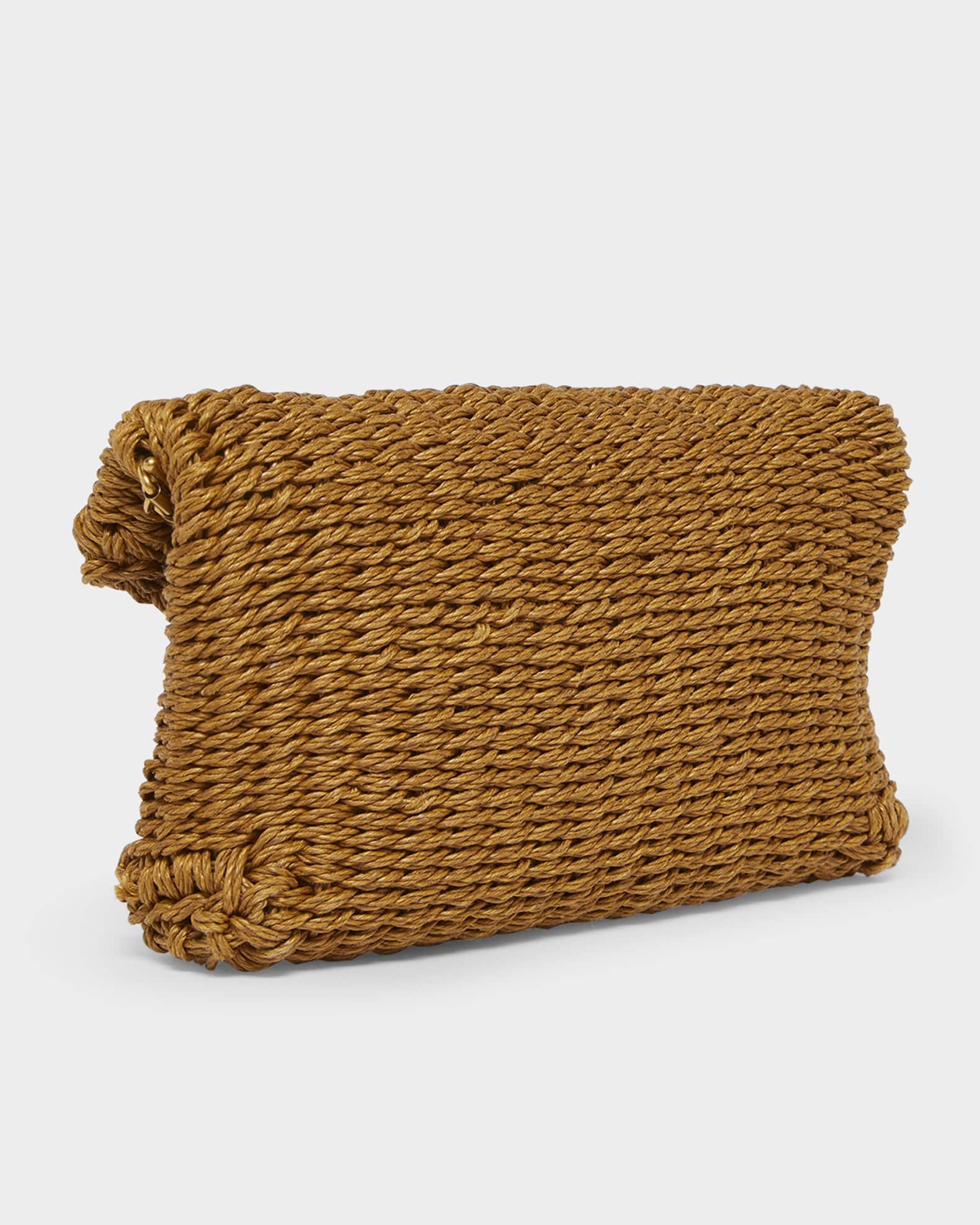 Saint Laurent Cassandre Small YSL Pouch Clutch Bag in Raffia