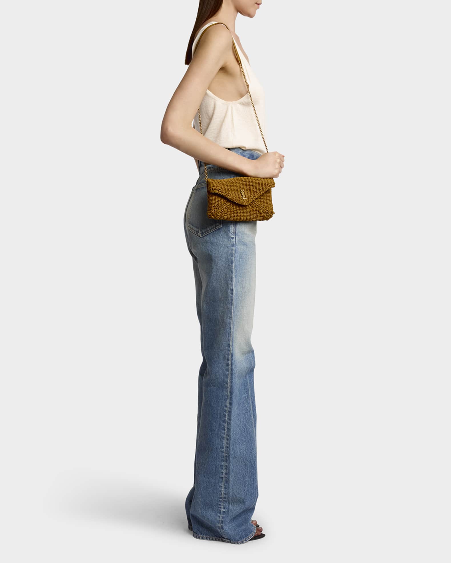 サンローラン カサンドレ ラフィア クラッチ SAINT LAURENT Cassandre ラフィア クラッチ | NET-A-PORTER