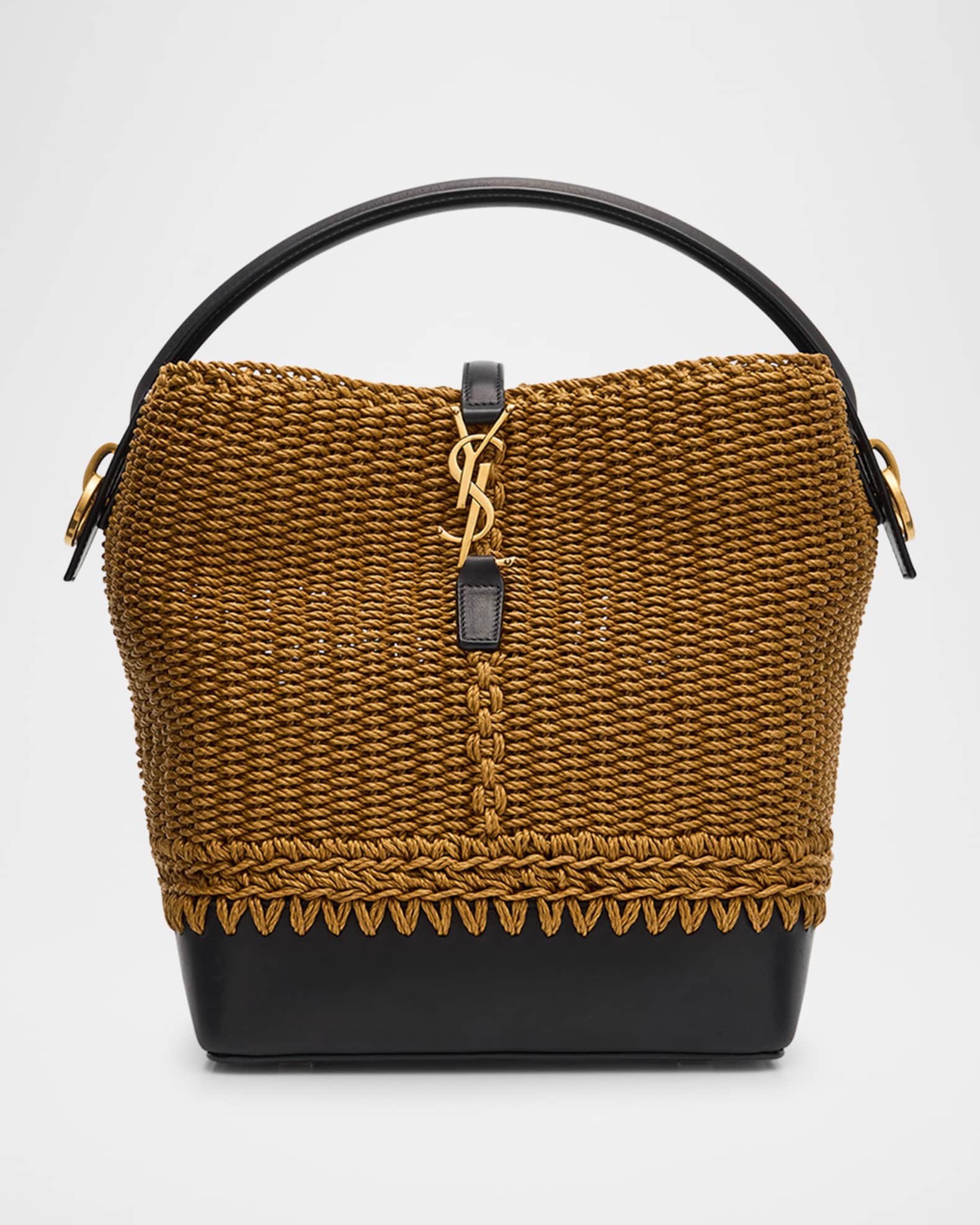 Le 37 YSL Bucket Bag in Raffia and Leather 0