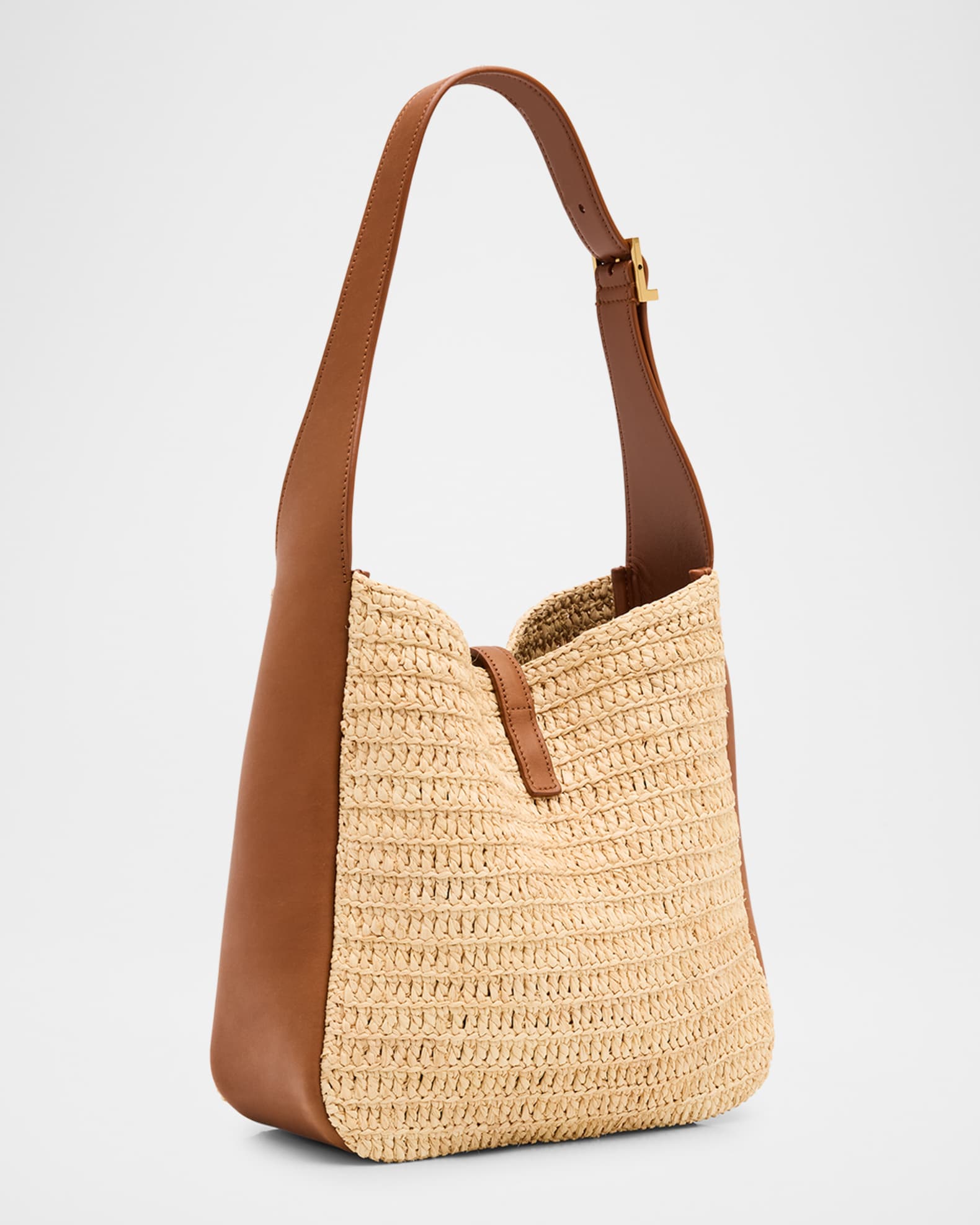 【Saint Laurent】le 5 a 7 ソフトスモール raffia/leather 直営 LE 5 À 7 supple small in raffia and leather | Saint Laurent