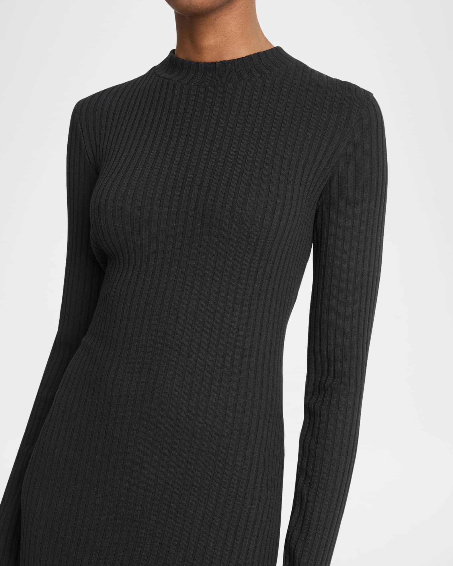 Ribbed Long-Sleeve Midi Dress