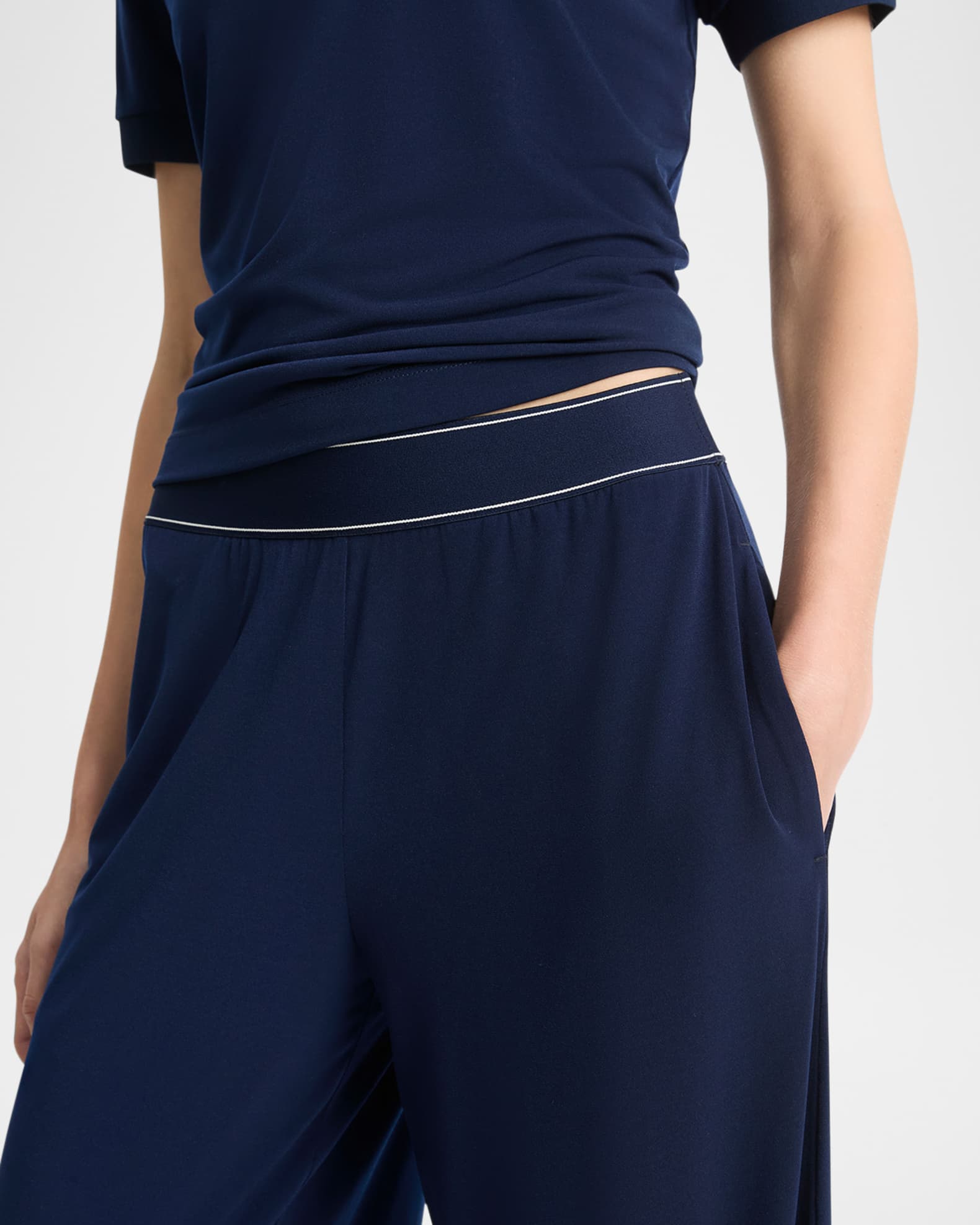 Cotton Knit Pull on Pant in Navy.