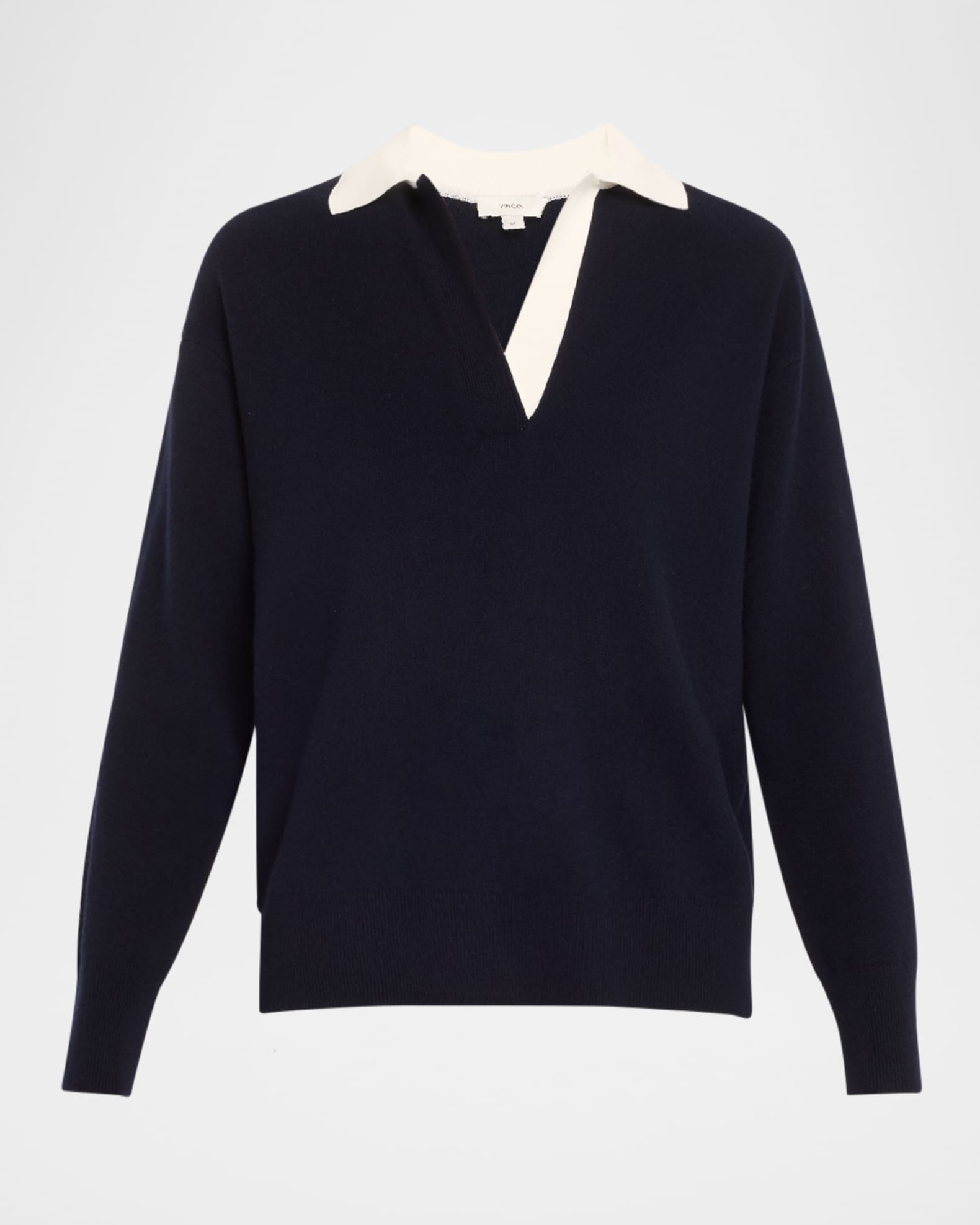 Contrast Collar Wool-Cashmere Polo Sweater 0