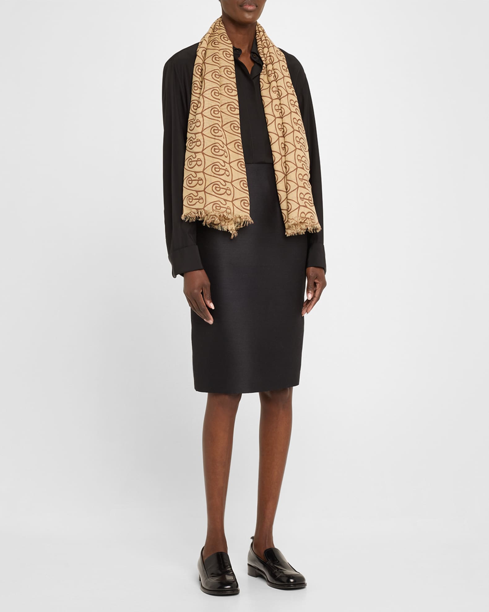 Burberry Shield Print Wool Scarf Neiman Marcus