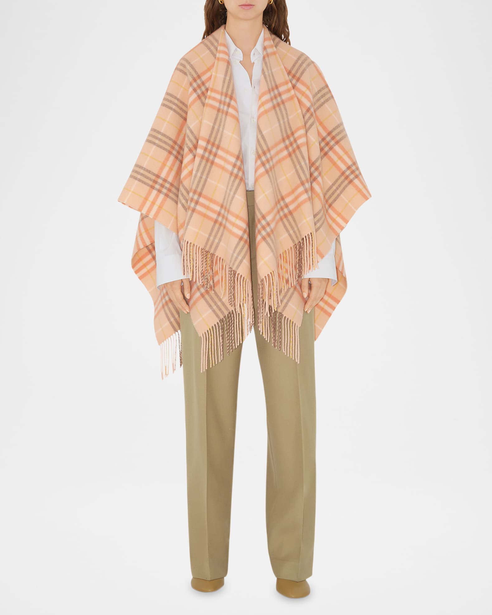 Charlotte Check-Print Wool-Blend Cape 1