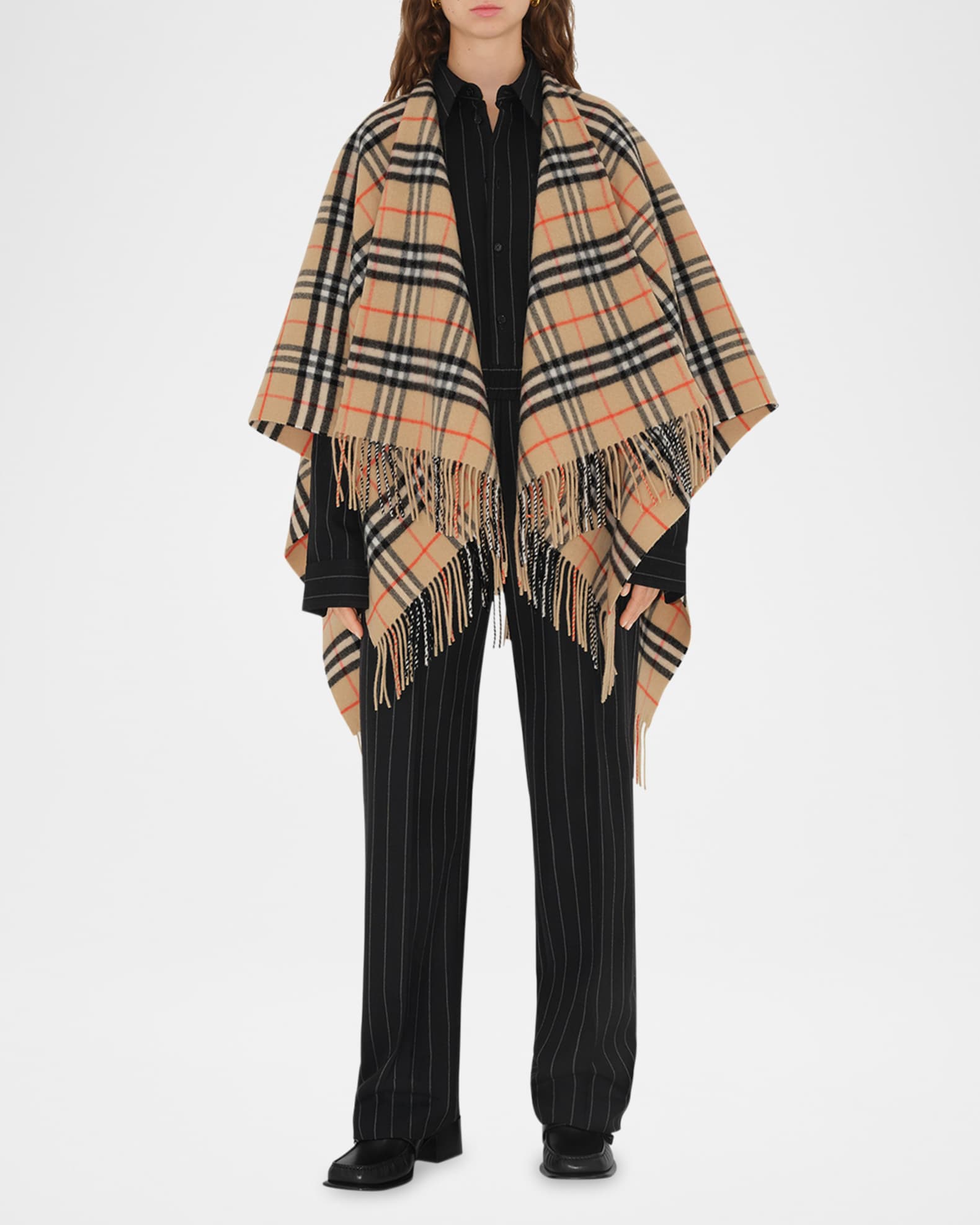 Charlotte Check-Print Wool-Blend Cape 1