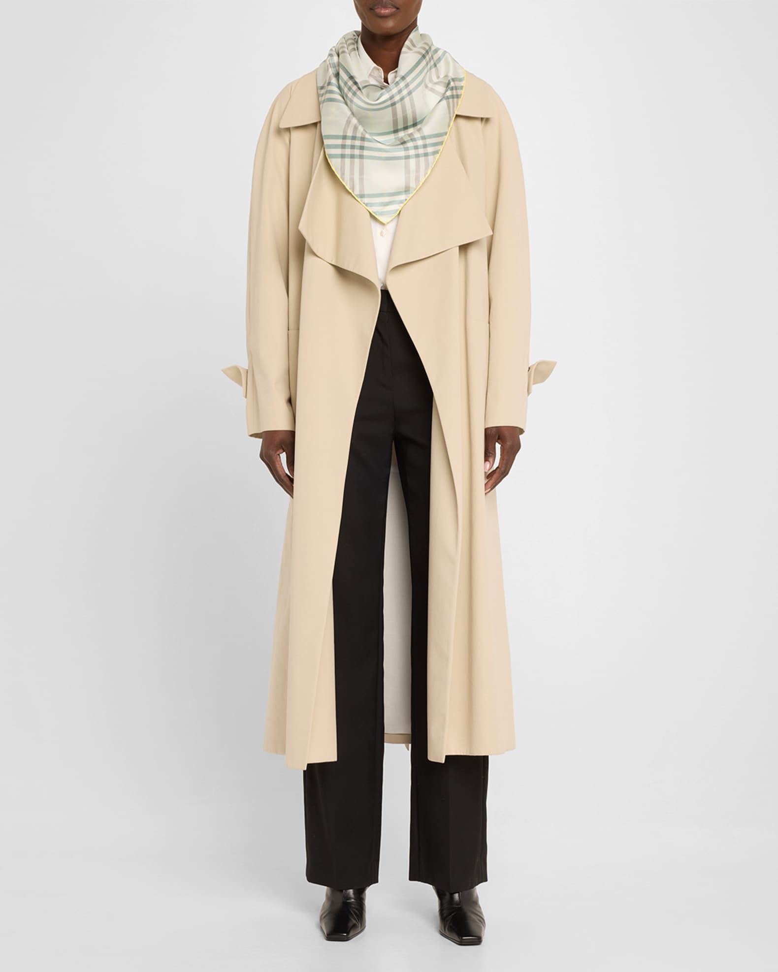 Check-Print Silk Scarf  1