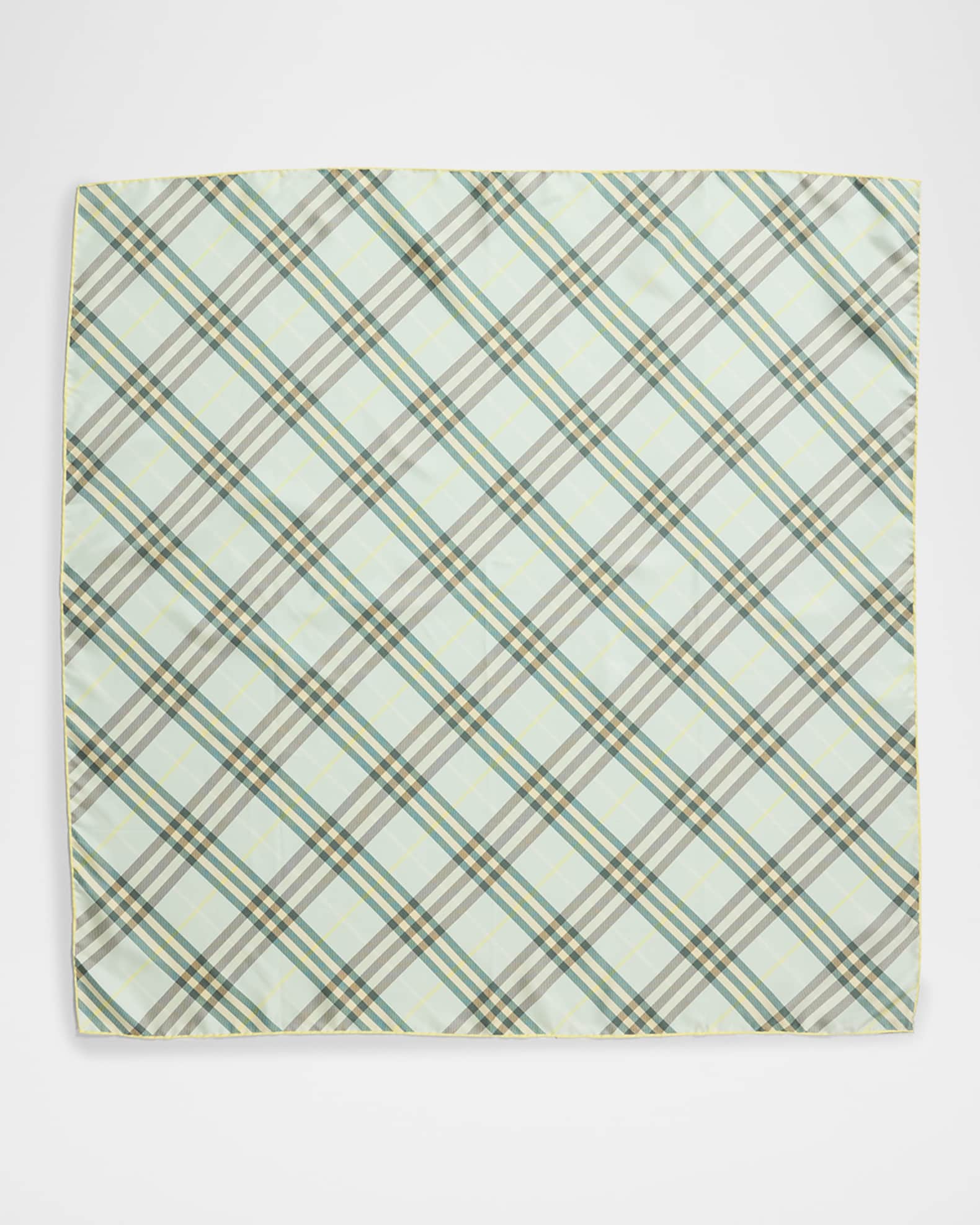 Check-Print Silk Scarf  0