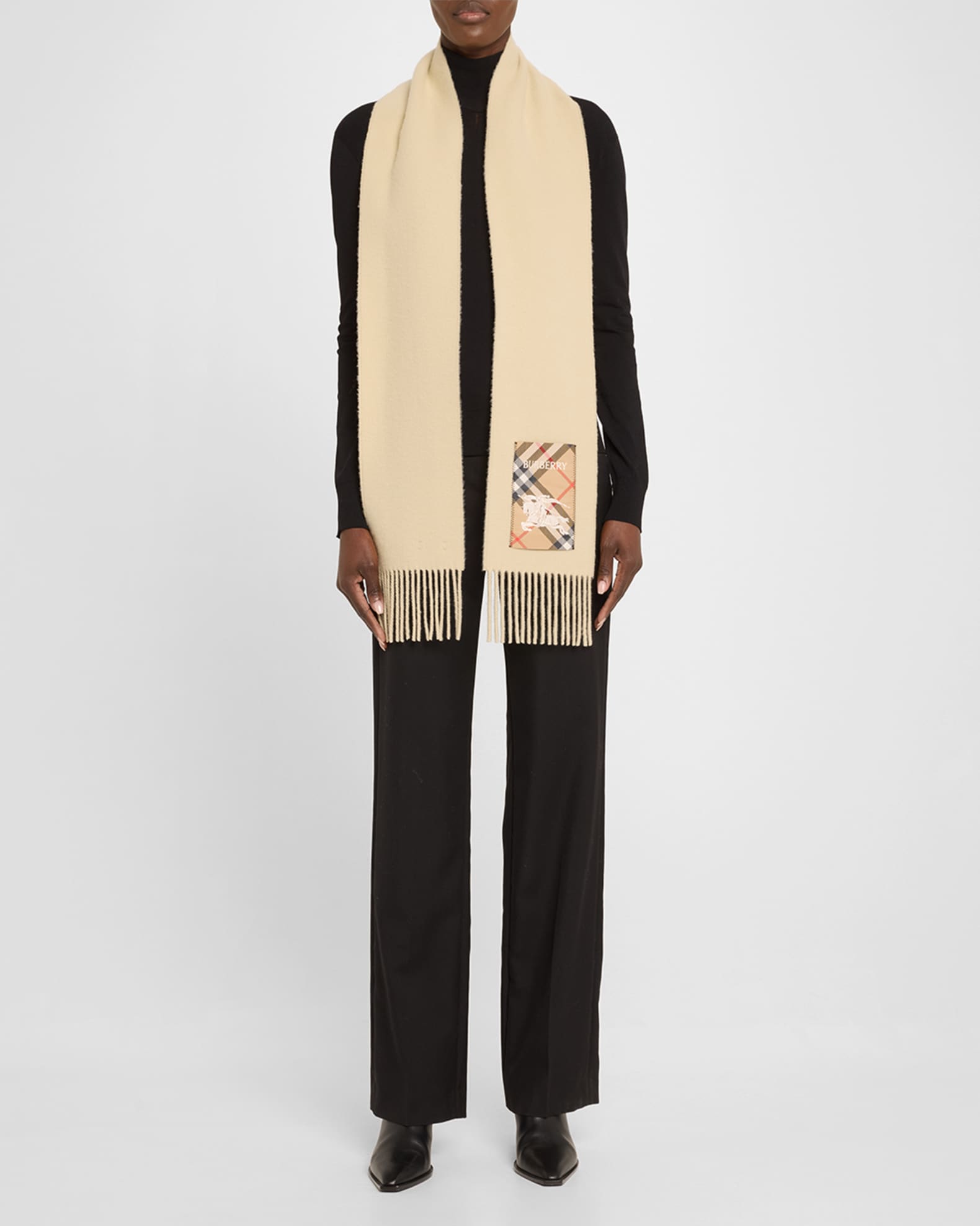 Cashmere Scarf W/ Logo Patch 1